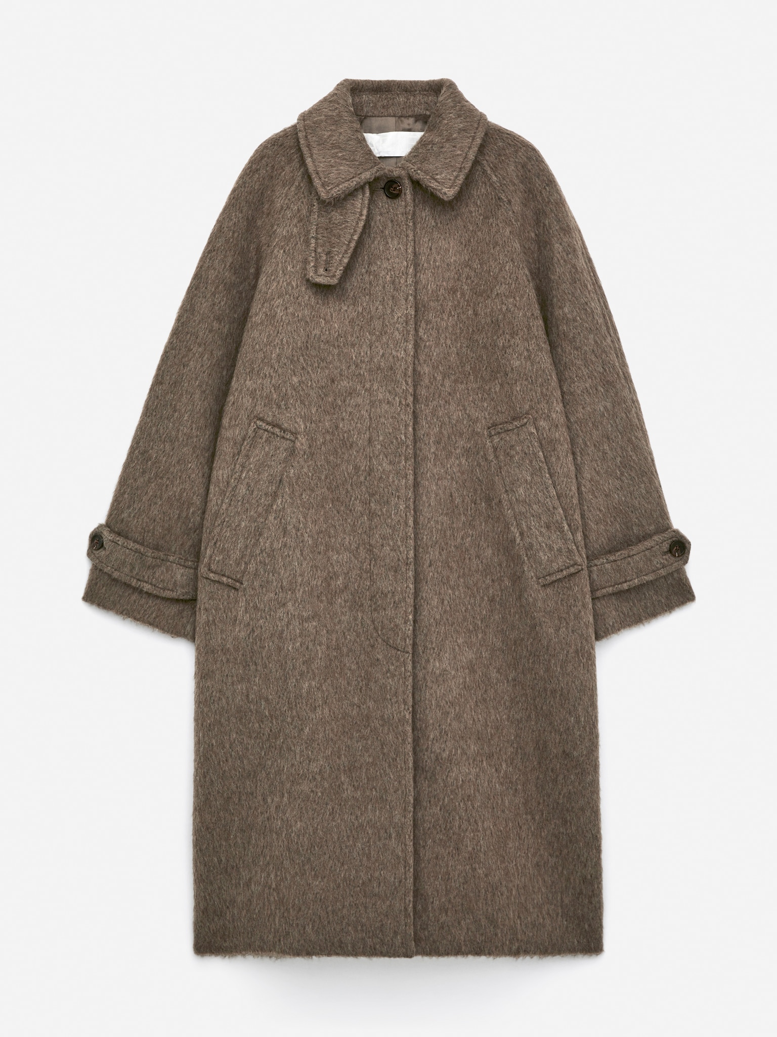 Manteau en mélange de laine et d'alpaga - Taupe foncé/Noir - 2
