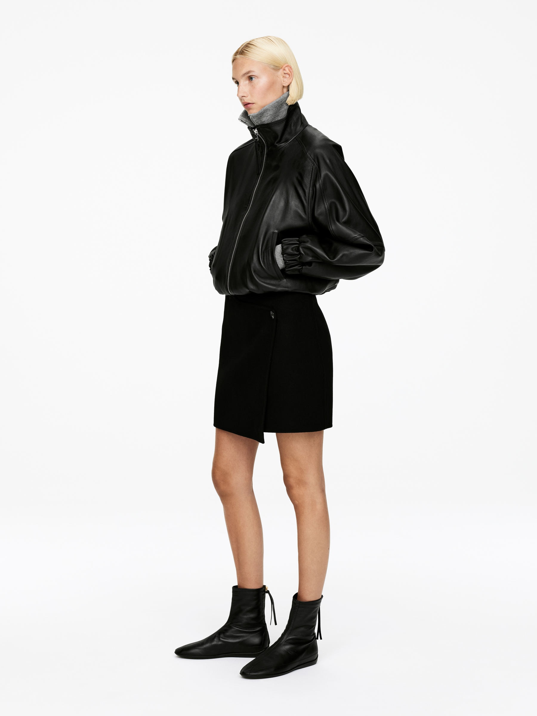 Falda de mezcla de lana de doble faz - Negro - Corte estándar - Women - StillMedia/Lookbook - 3