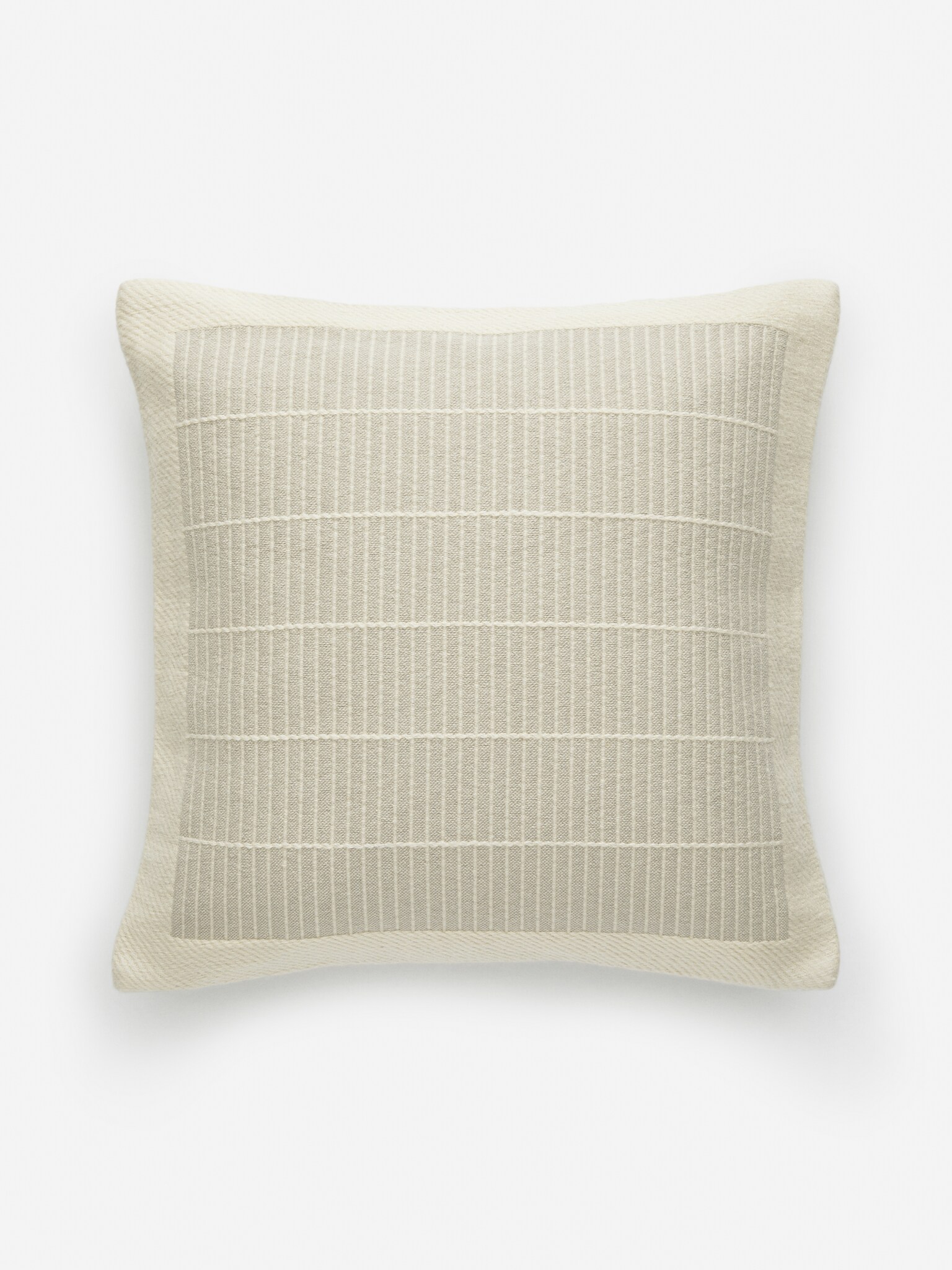 Housse de coussin en coton et laine 50 x 50 cm - Beige - 3