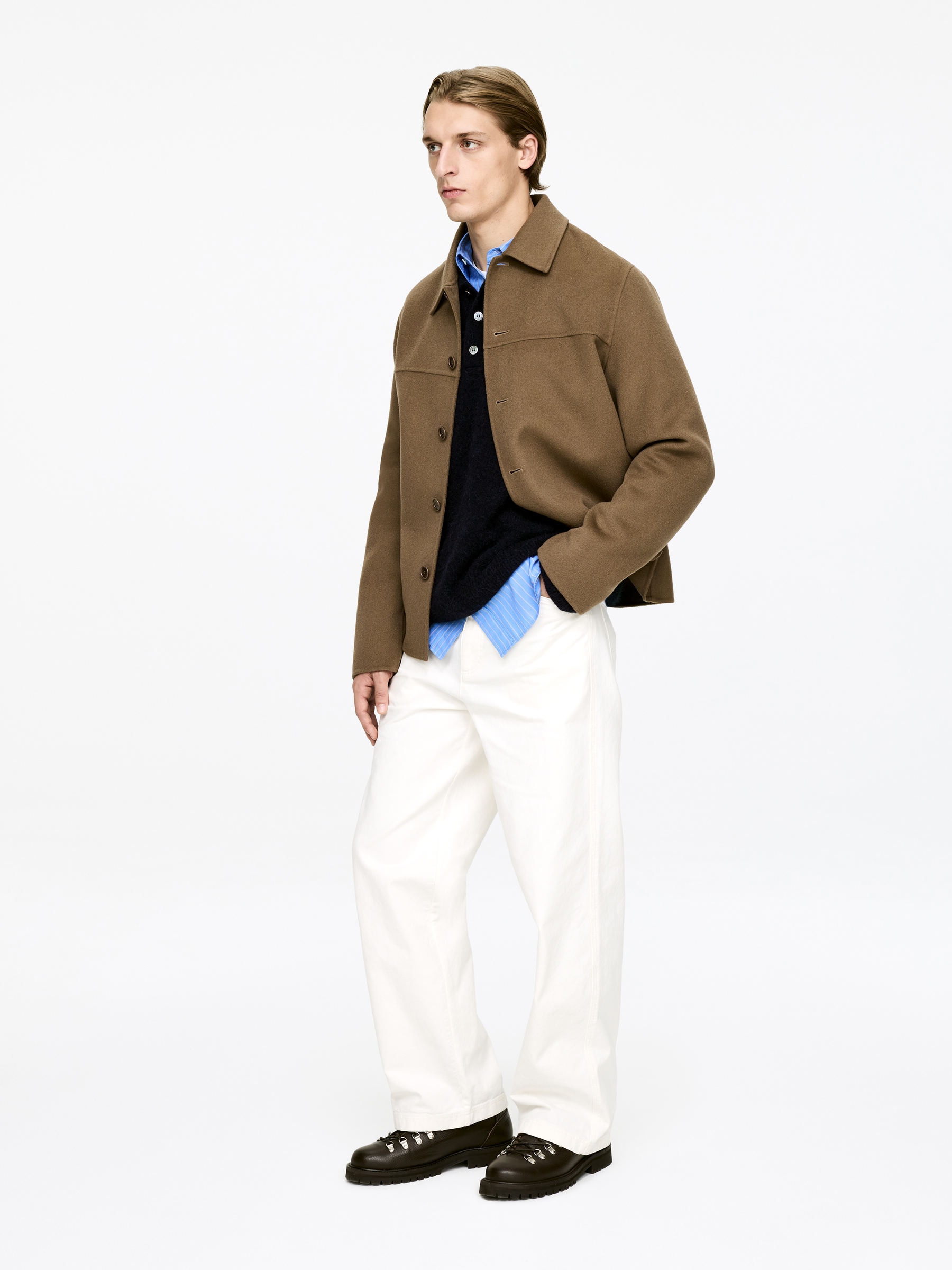 Alpaca Wool Blend Polo Shirt - Dark Blue - Loose fit - Men - StillMedia/Lookbook - 6