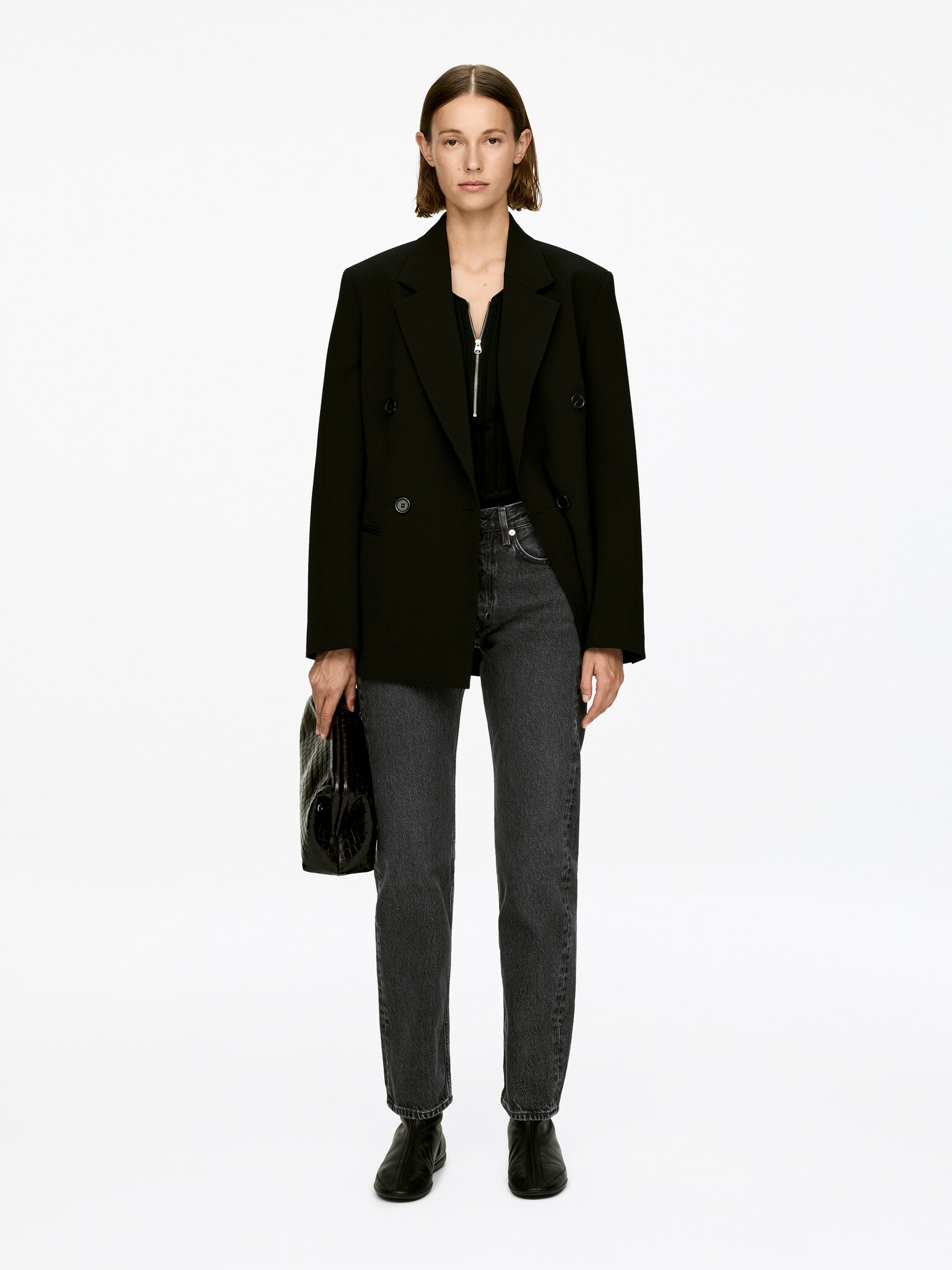 SNOW rette jeans - Svart/Dusty blå/Hvit - 1