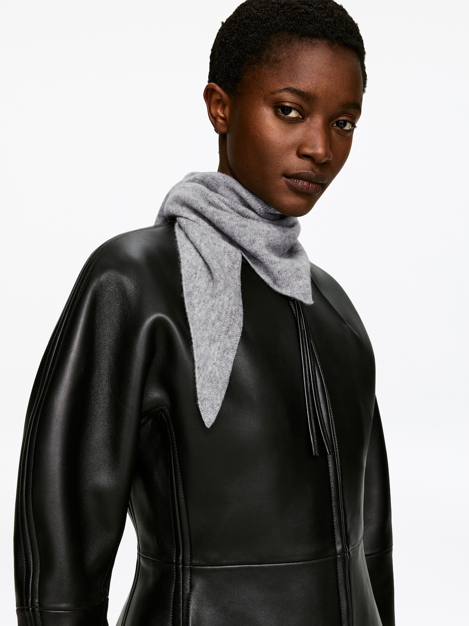 Cashmere Scarf - Grey/Off White - 1