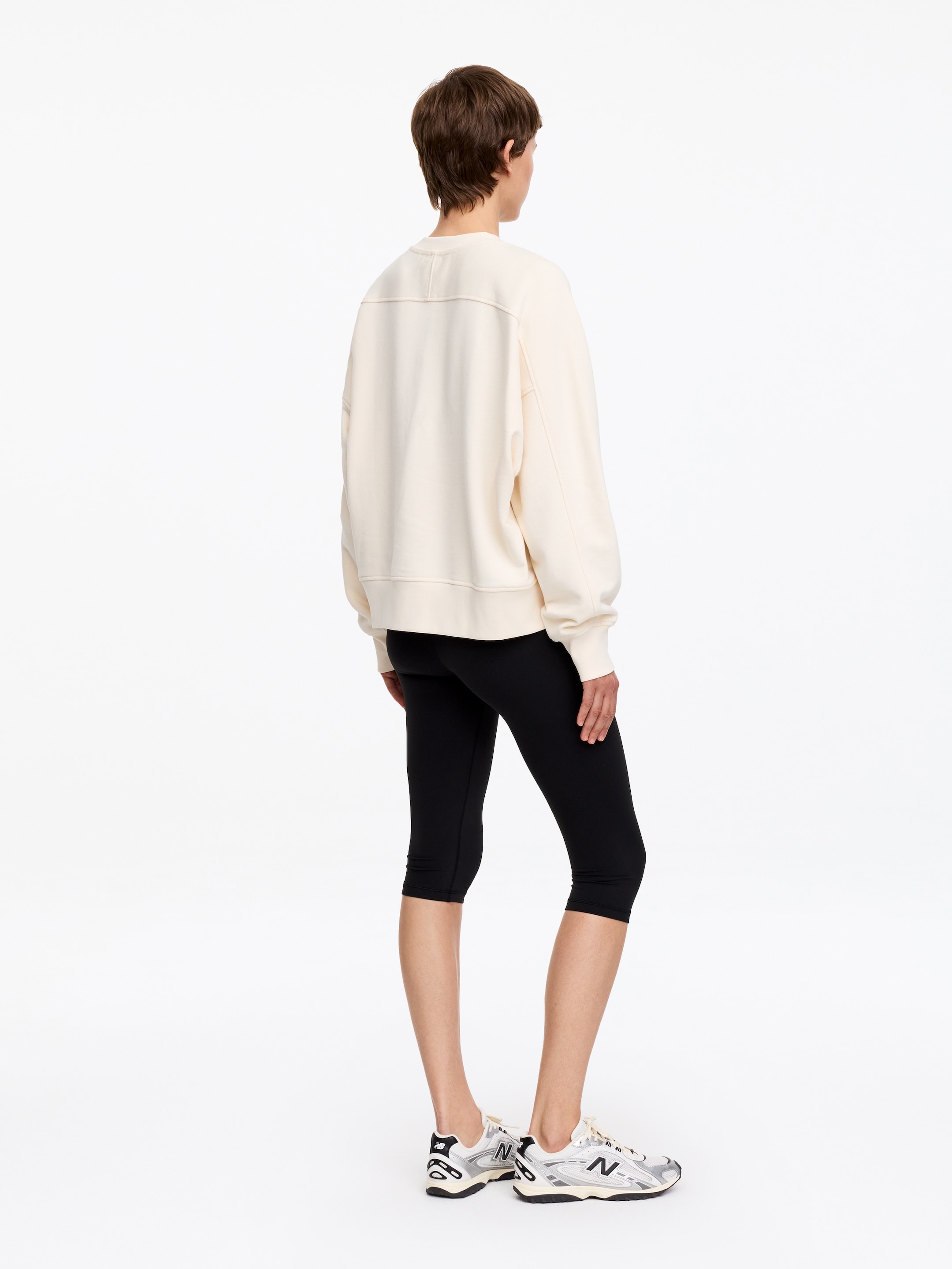 Terry Cotton Sweatshirt - Off-white - Relaxed fit - Women - StillMedia/Lookbook - 4
