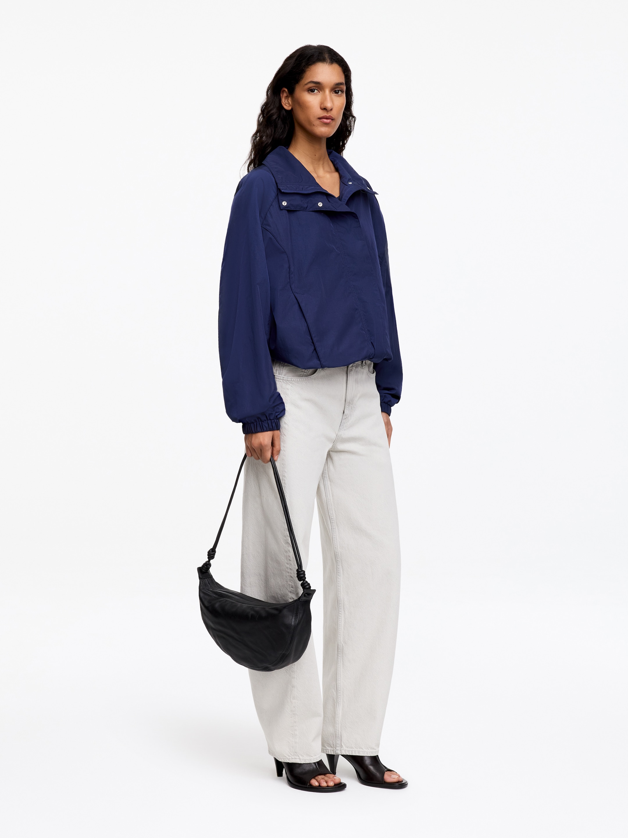 Funnel-Neck Nylon Jacket - Dark Blue - Oversized - women - StillMedia/Lookbook - 3