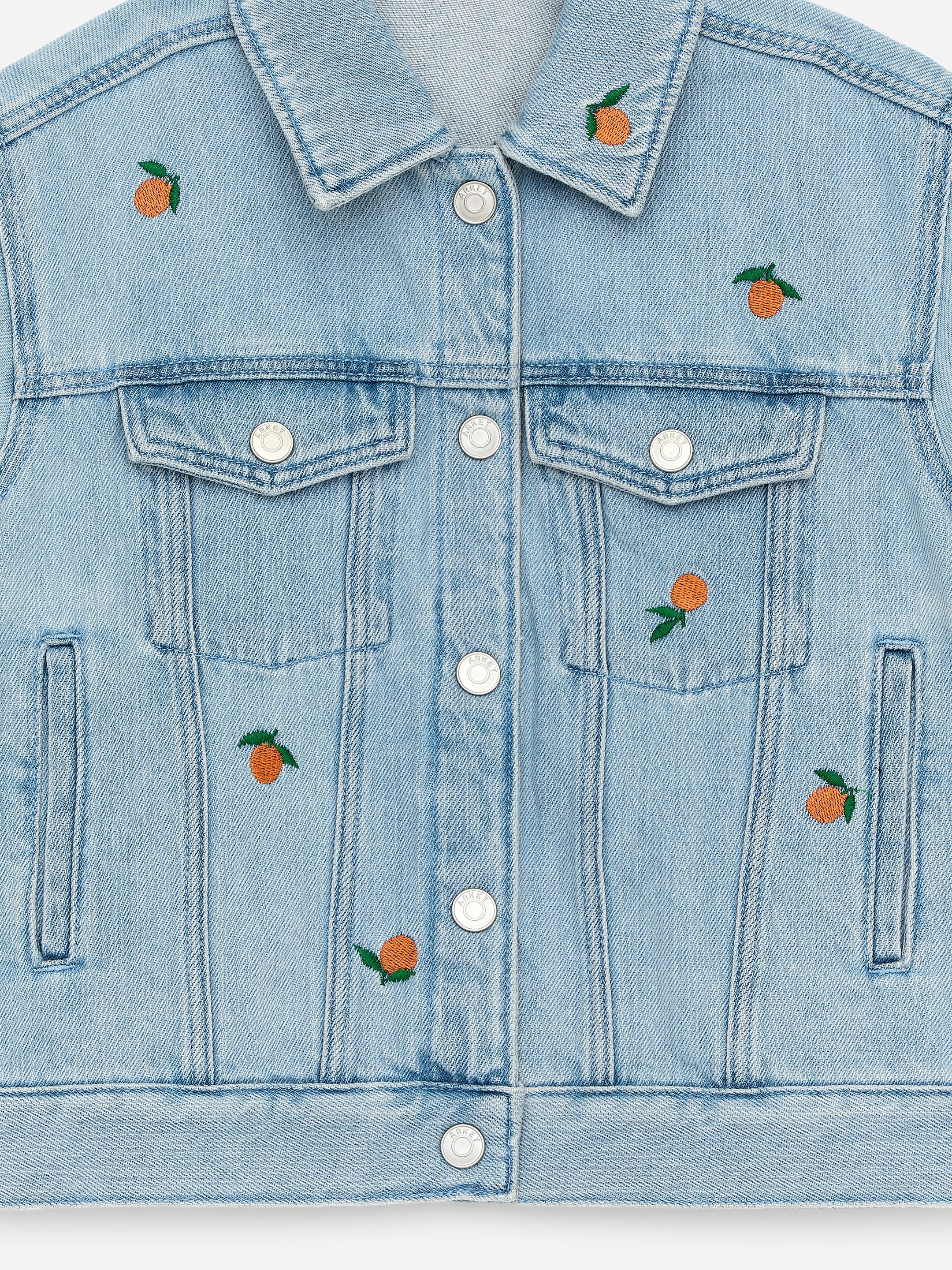 Veste en jean brodée - Bleu/Oranges - Oversized - Enfant - StillMedia/DescriptiveDetail - 2