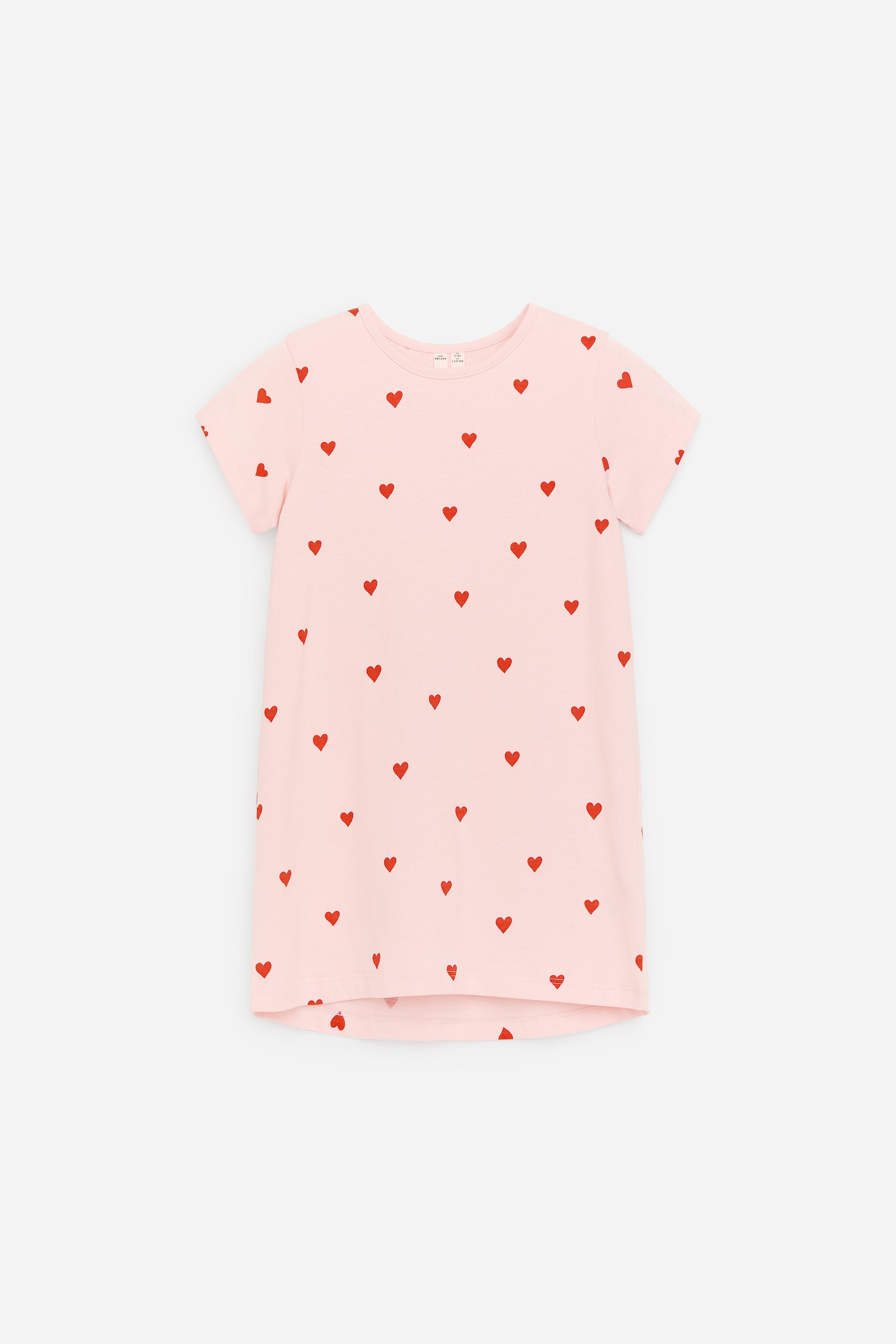 Camicia da notte in cotone - Rosa/Cuori rossi