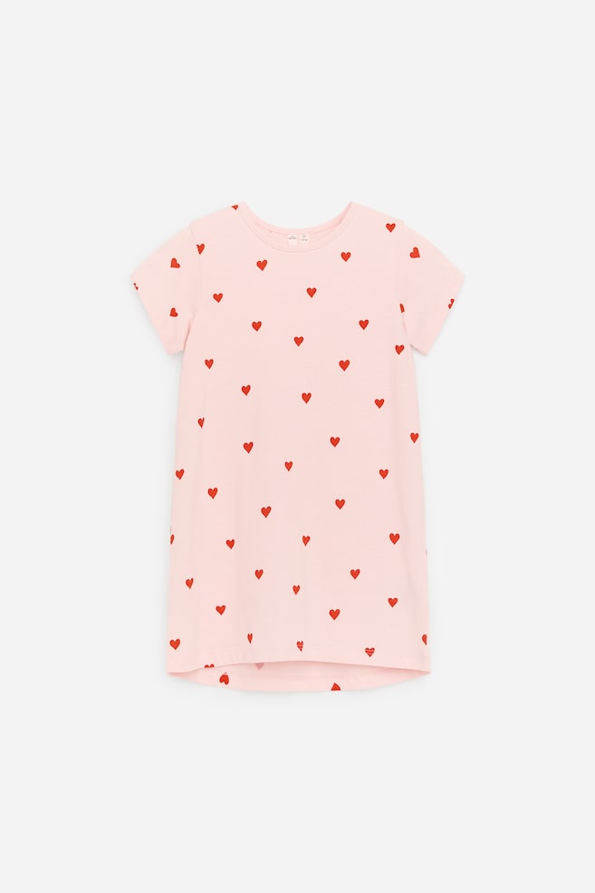 Chemise de nuit en coton - Rose/Cœurs rouges/Blanc cassé/Fleurs - 1