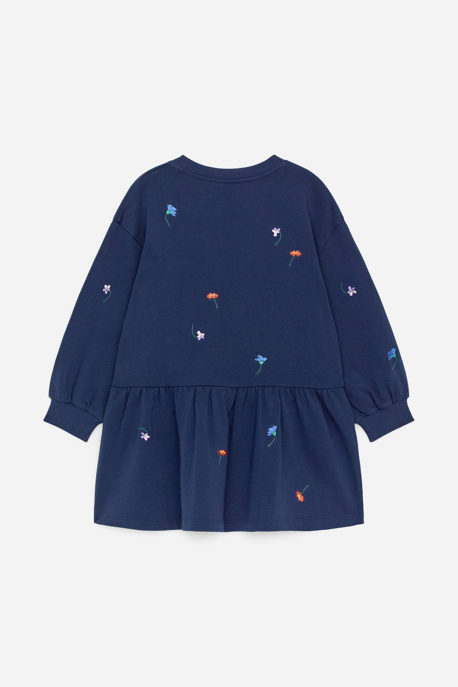 Oversized sweatshirtkjole - Mørkeblå/blomster - 3