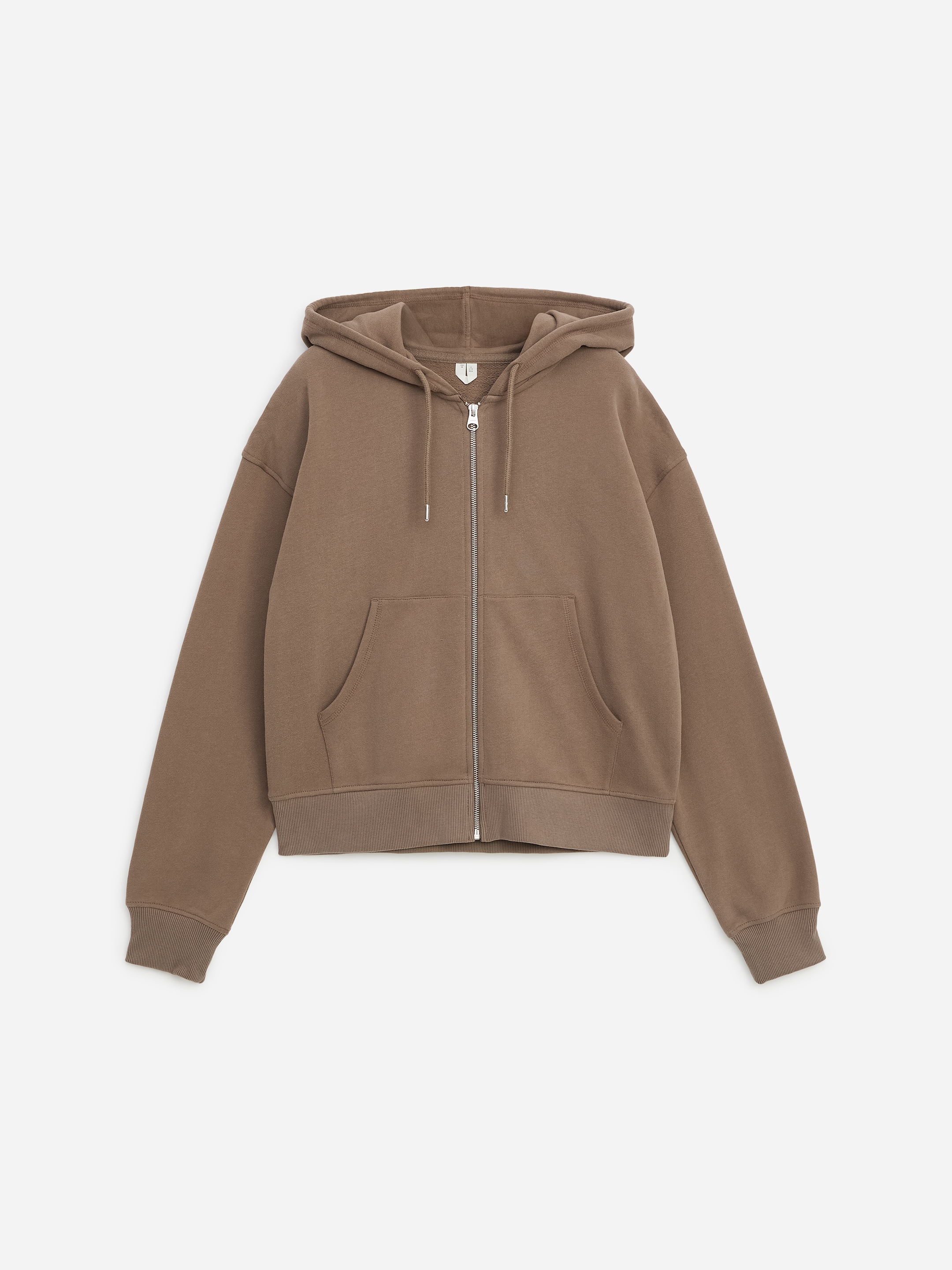 Sweat à capuche zippé en molleton de coton - Taupe foncé - Regular fit - women - StillMedia/DescriptiveStillLife - 1