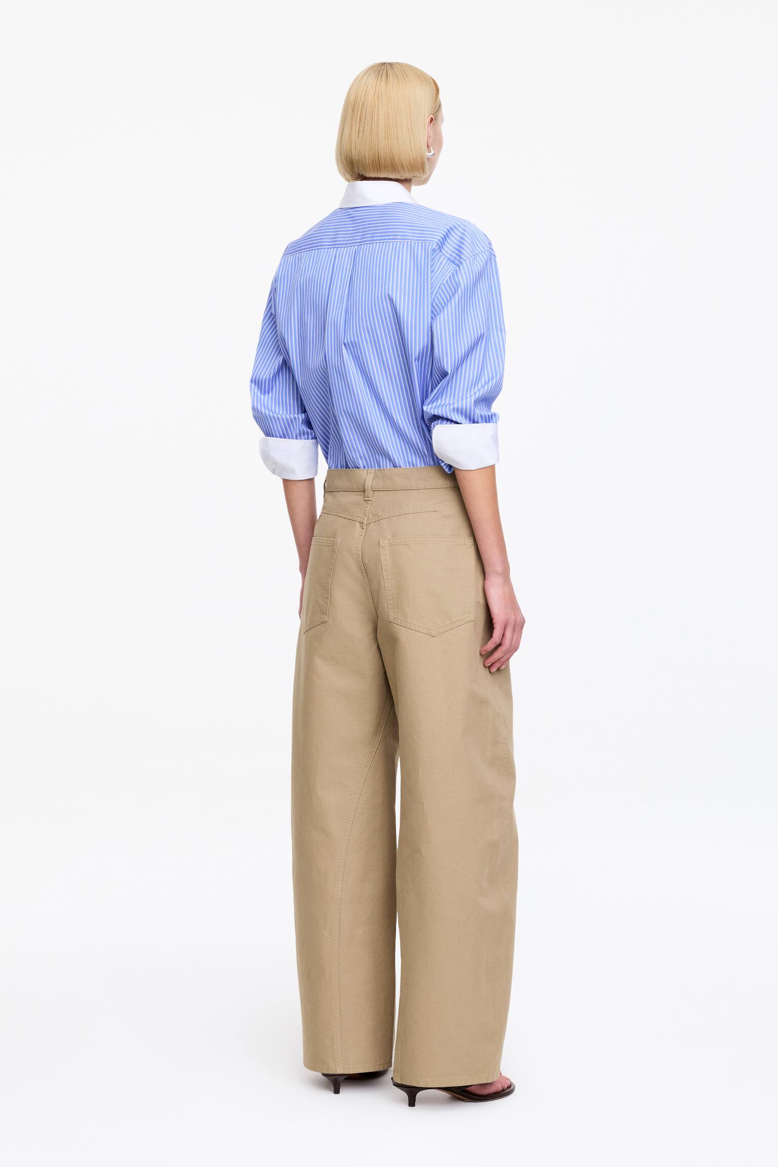 Katoenen broek met barrel-pijpen - Beige - 3