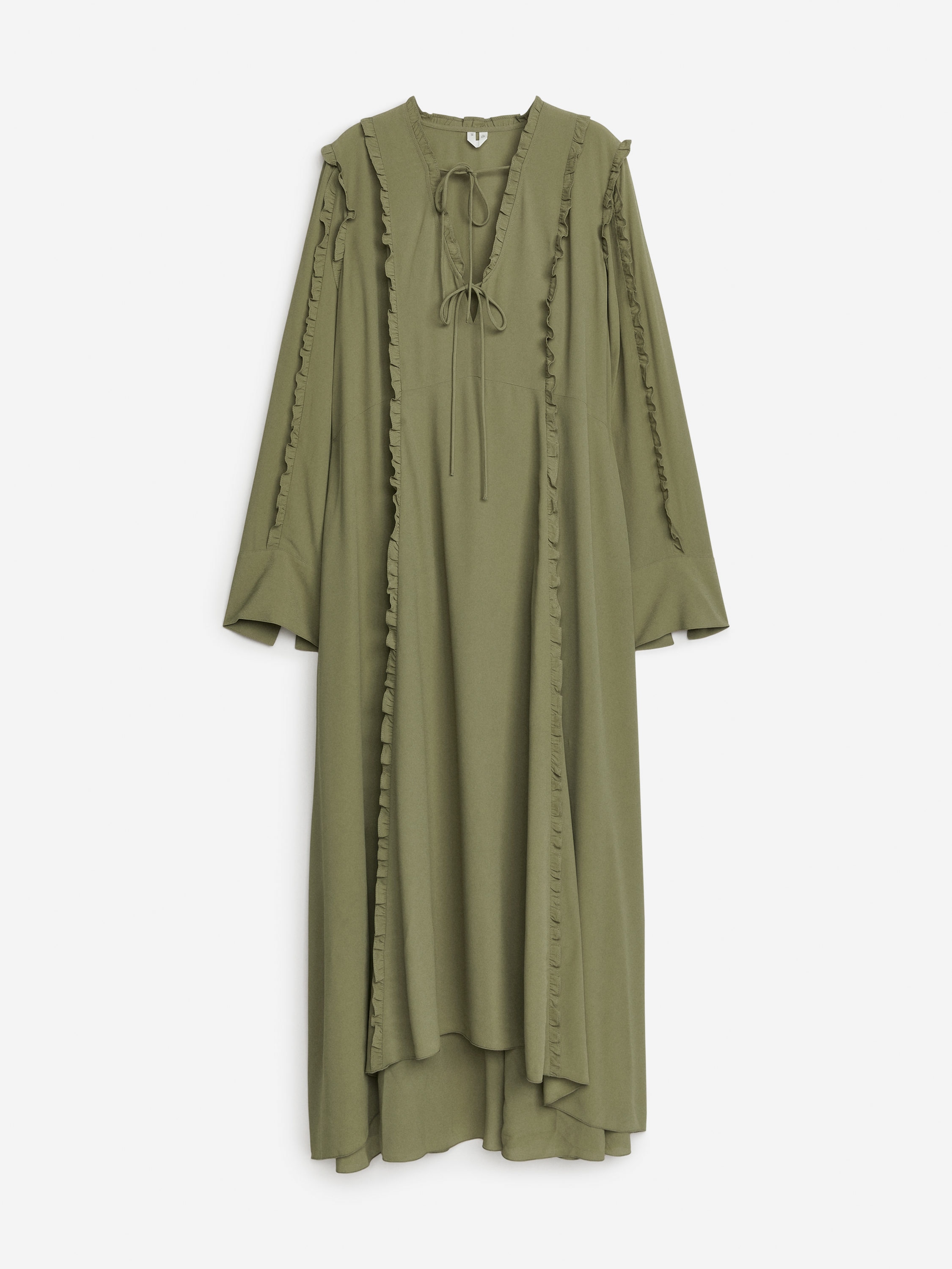Frilled Maxi Dress-Green-4410