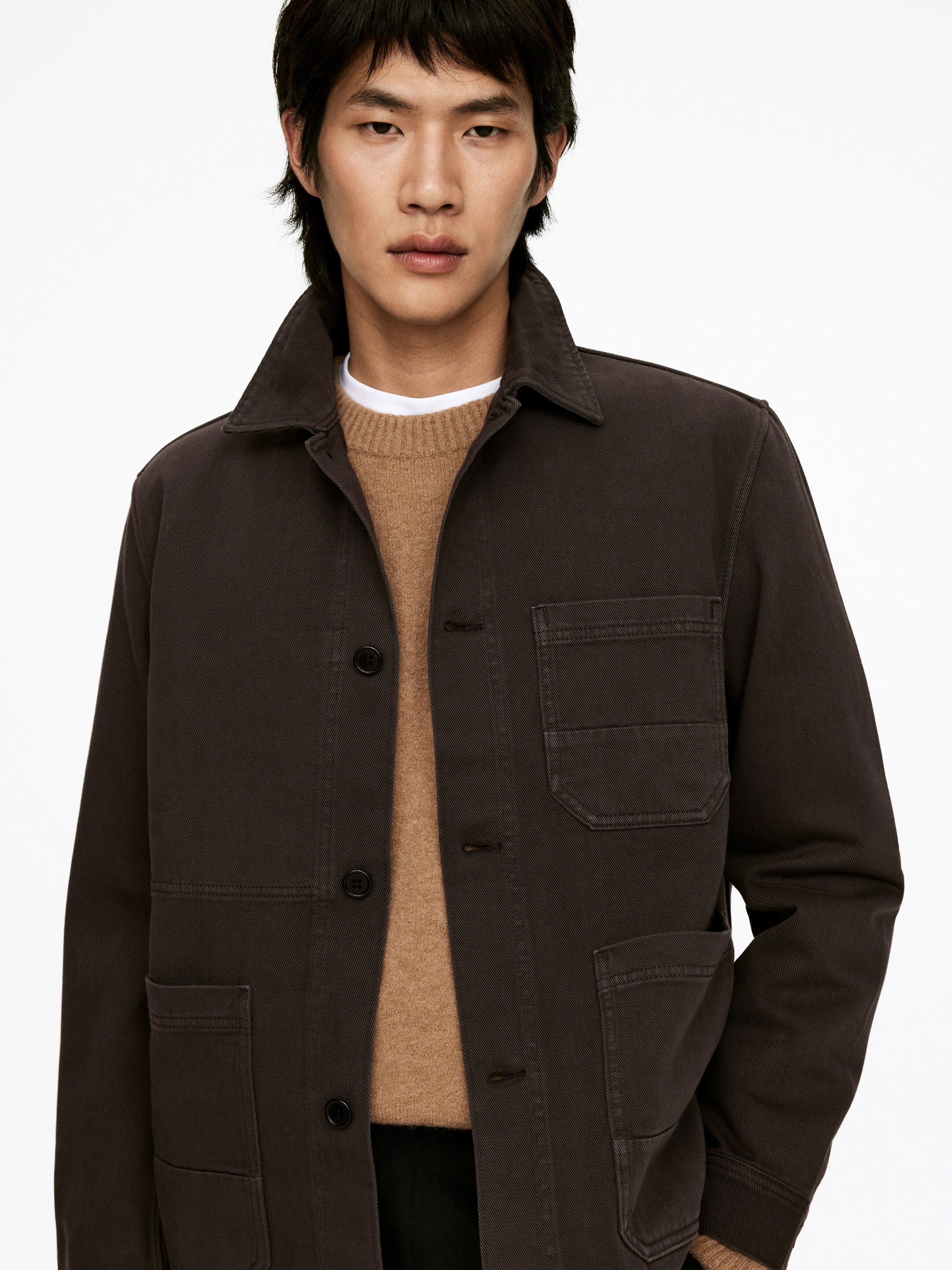 Ver imagen más grande: Sobrecamisa de sarga teñida - Marrón oscuro - HOMBRE | H&M ES 4