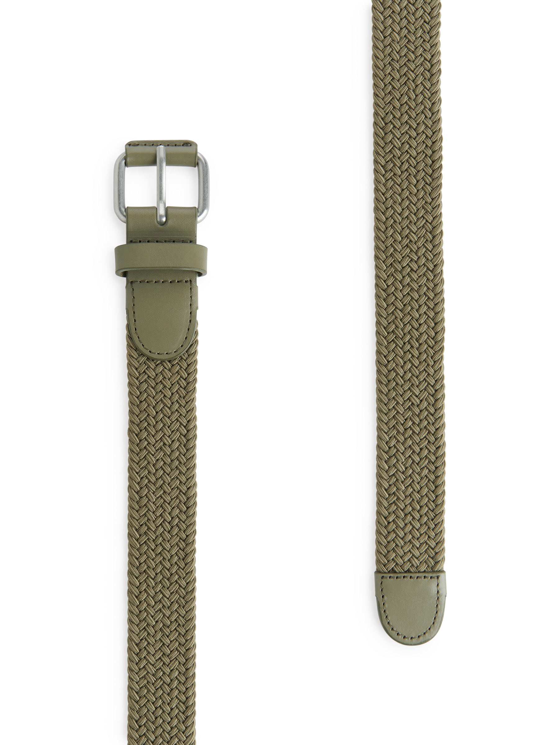 Braided Leather Trimmed Belt - Khaki Green - Men - StillMedia/DescriptiveDetail - 2