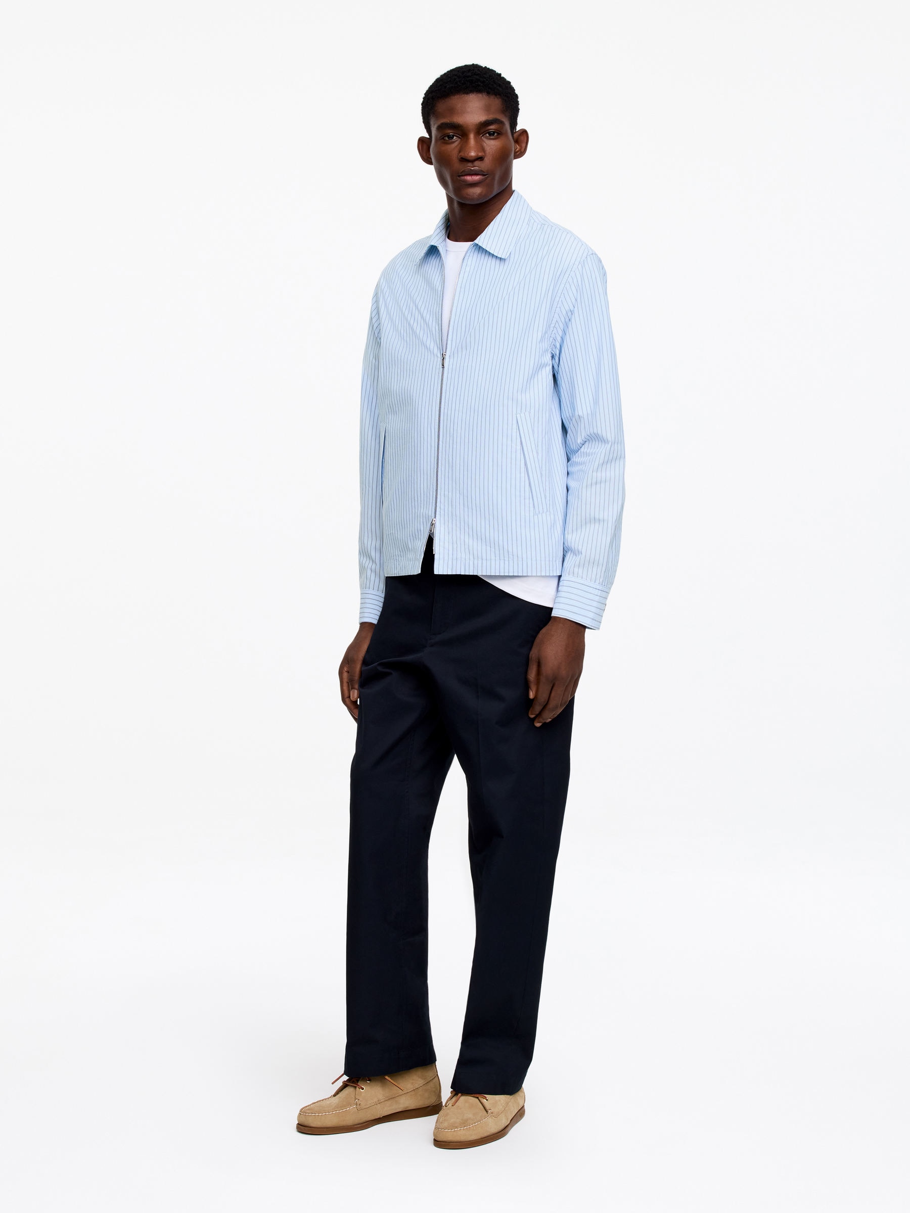 Poplin Drizzler Jacket - White/Striped - Relaxed fit - Men - StillMedia/Lookbook - 4