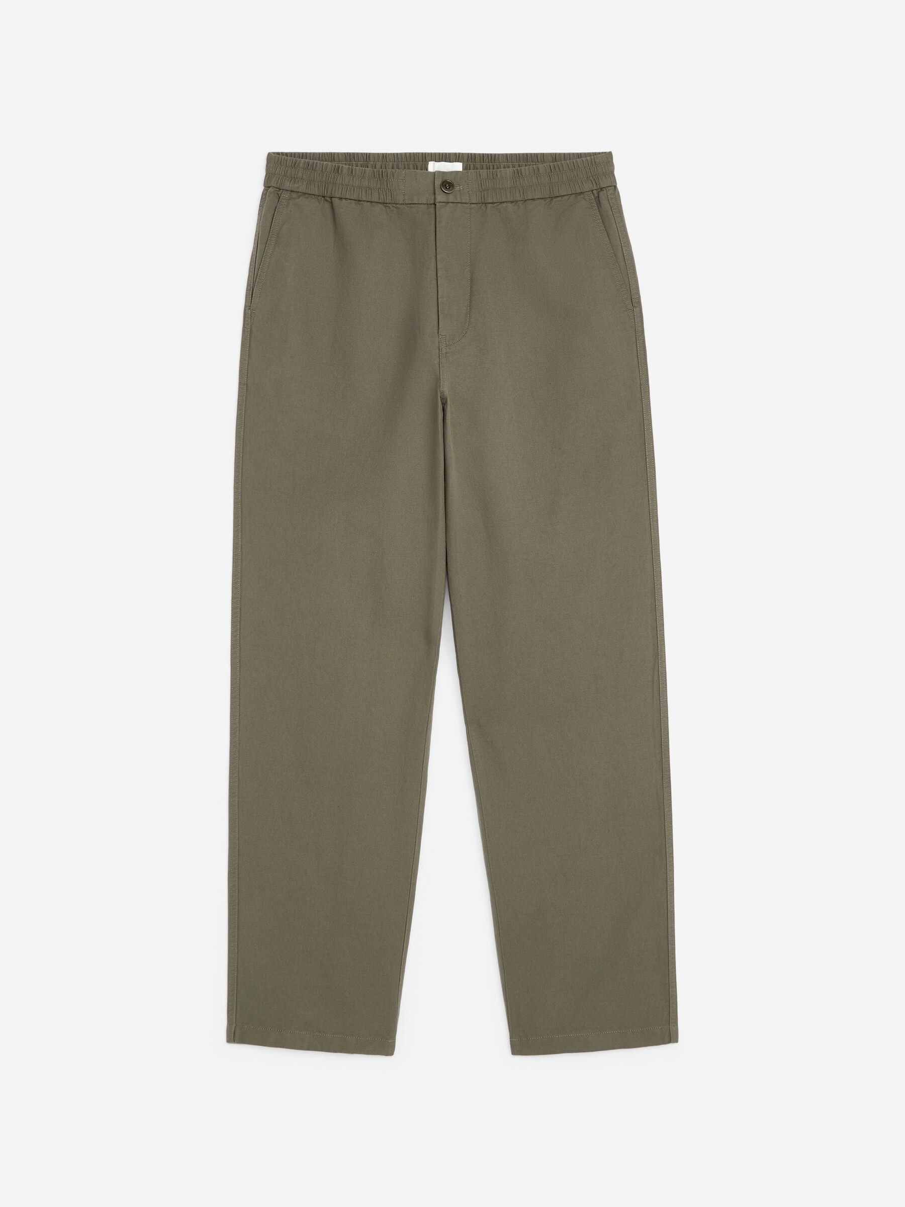 Linen Blend Trousers - Khaki Green - Relaxed fit - Men - StillMedia/DescriptiveStillLife - 1