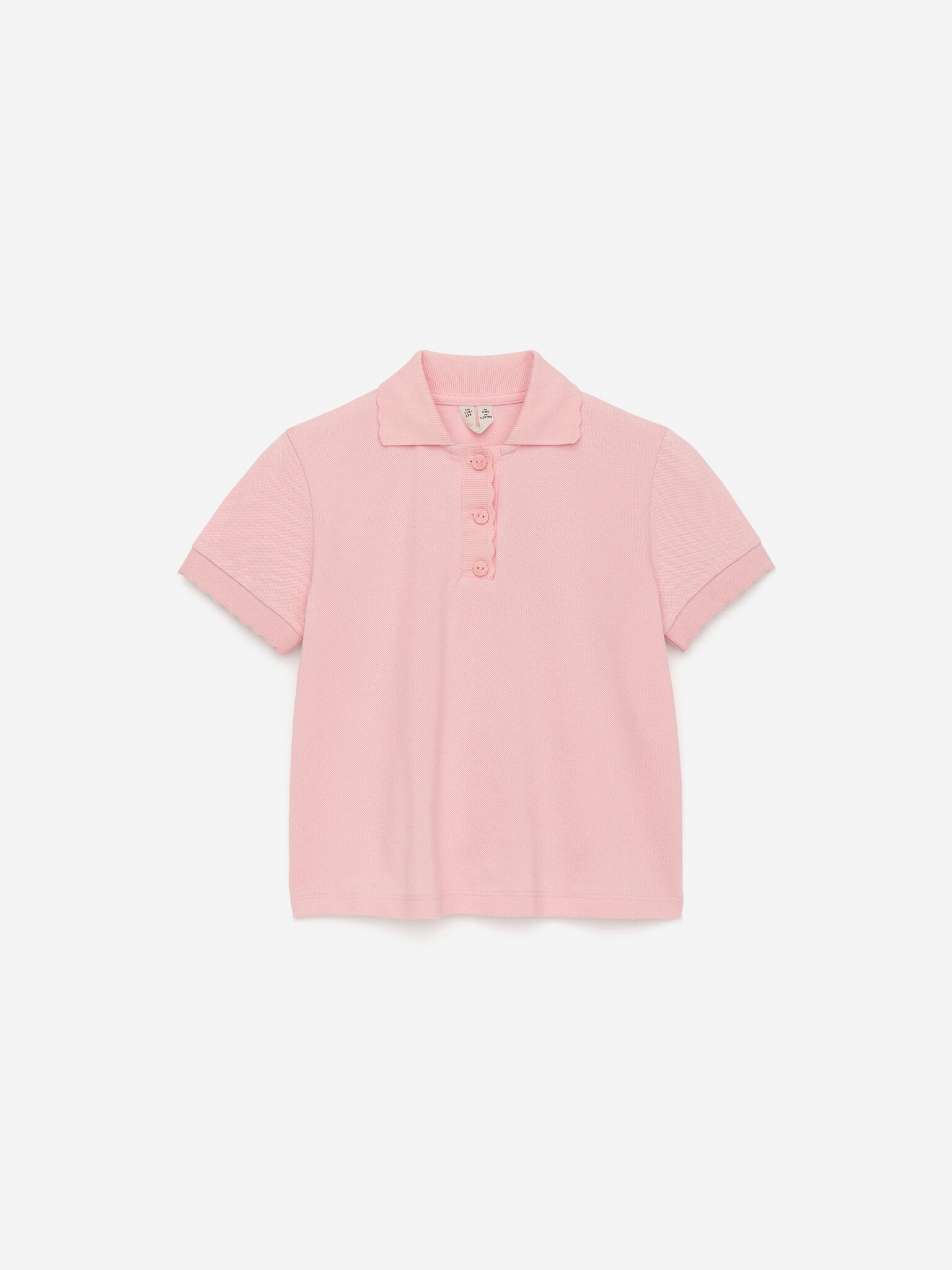Polo à bords festonnés - Rose/Blanc cassé