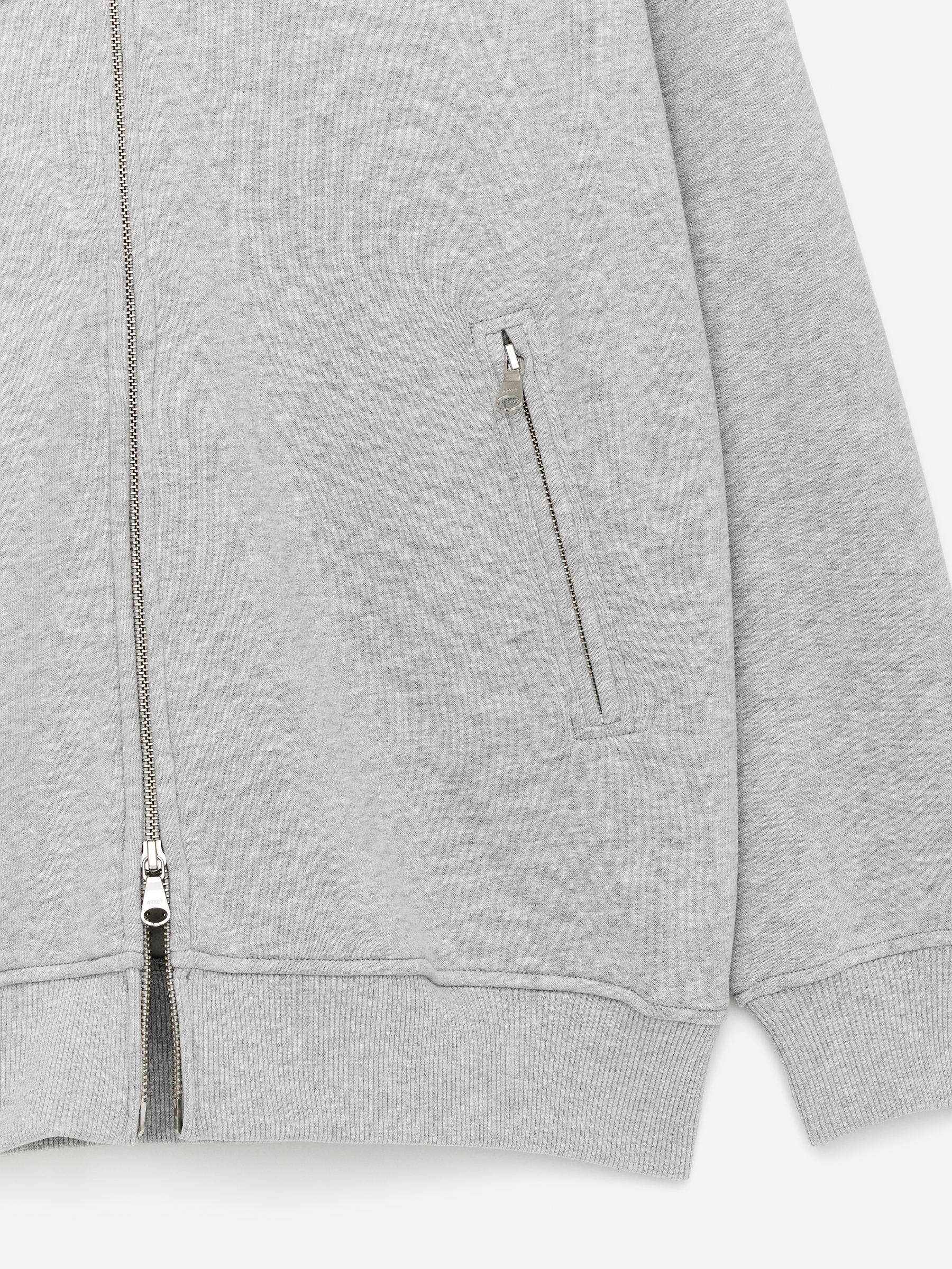 Huvtröja med dragkedja - Gråmelerad - Loose fit - Women - StillMedia/DescriptiveDetail - 1