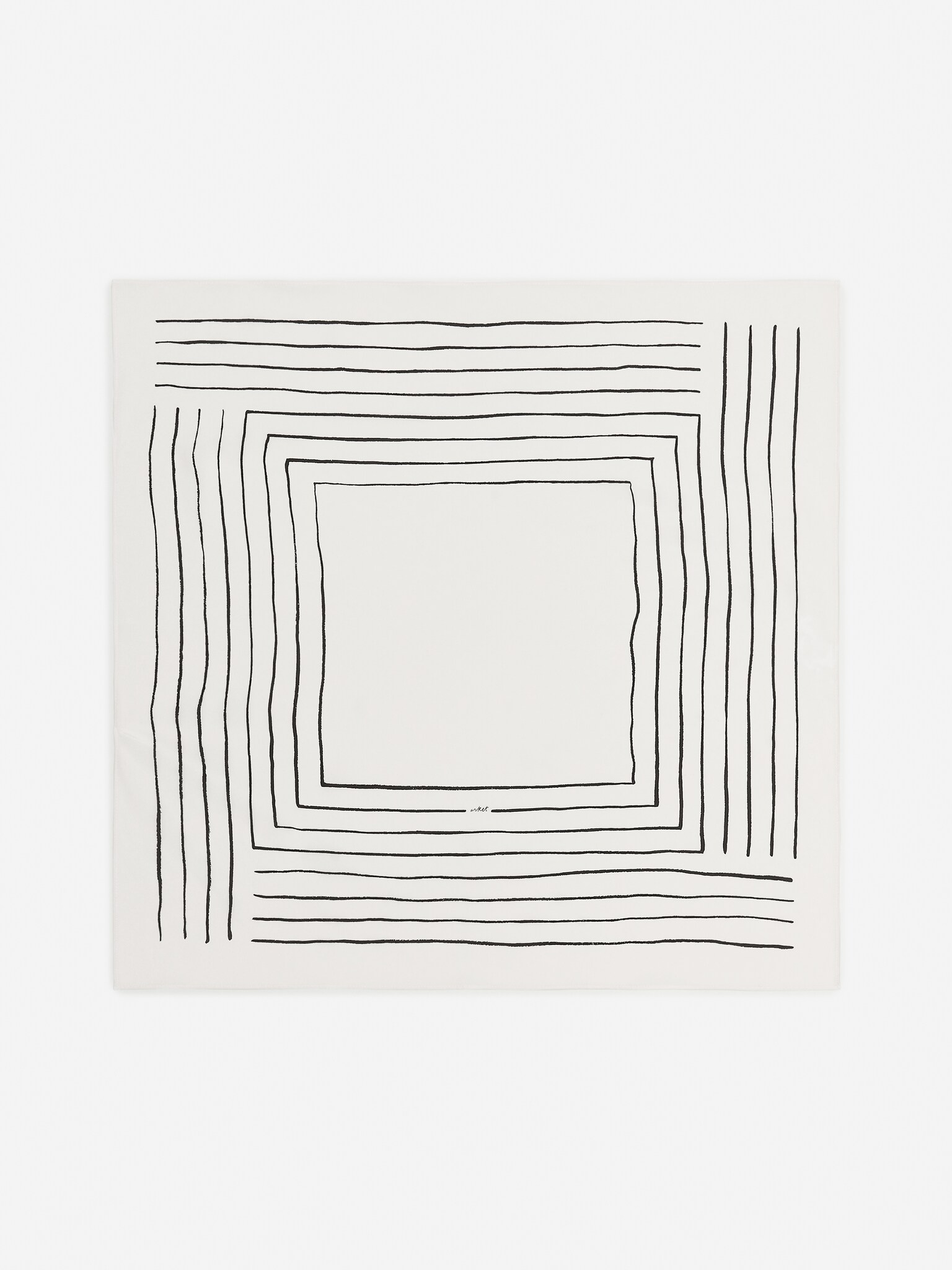 Printed Silk Scarf - White/Black/Pink/Brown/Black/White