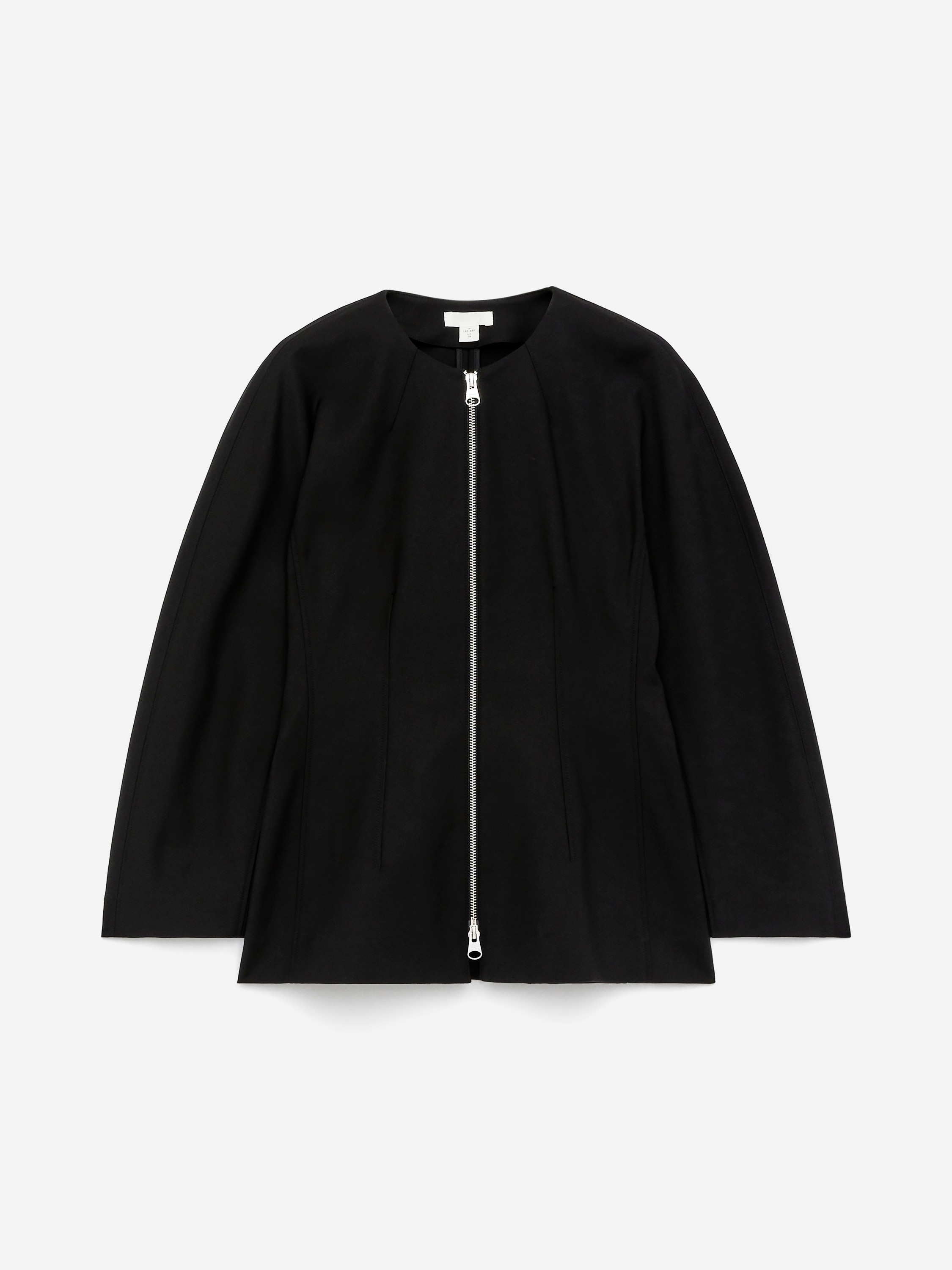 Zip-Up Peplum Top - Black