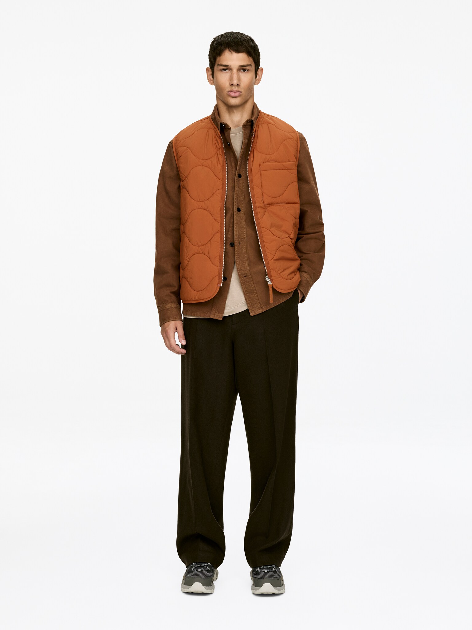 Veste matelassée sans manches 2-en-1 - Rouille/Vert kaki/Bleu foncé/Noir/Rouge brun/Vert