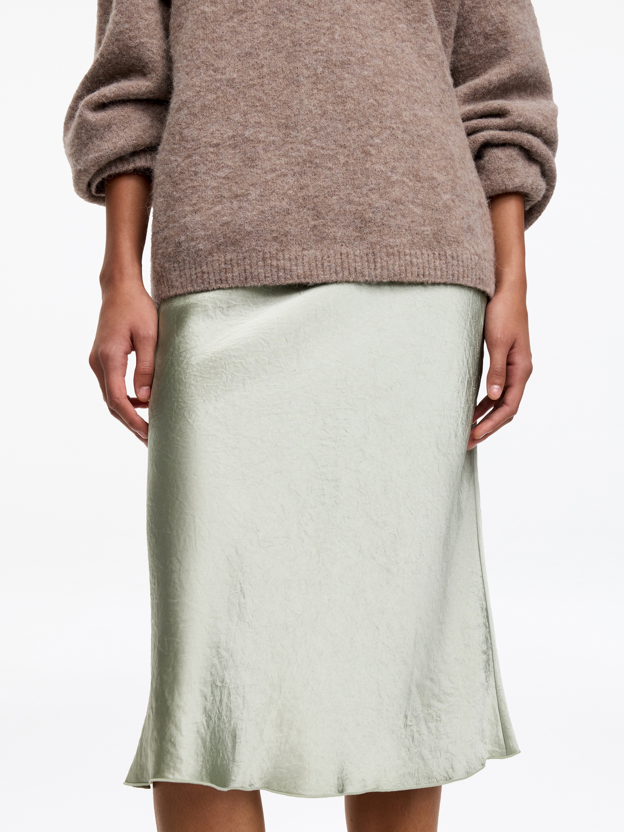 Falda lencera de satén - Verde claro - Corte estándar - Women - StillMedia/Lookbook - 3