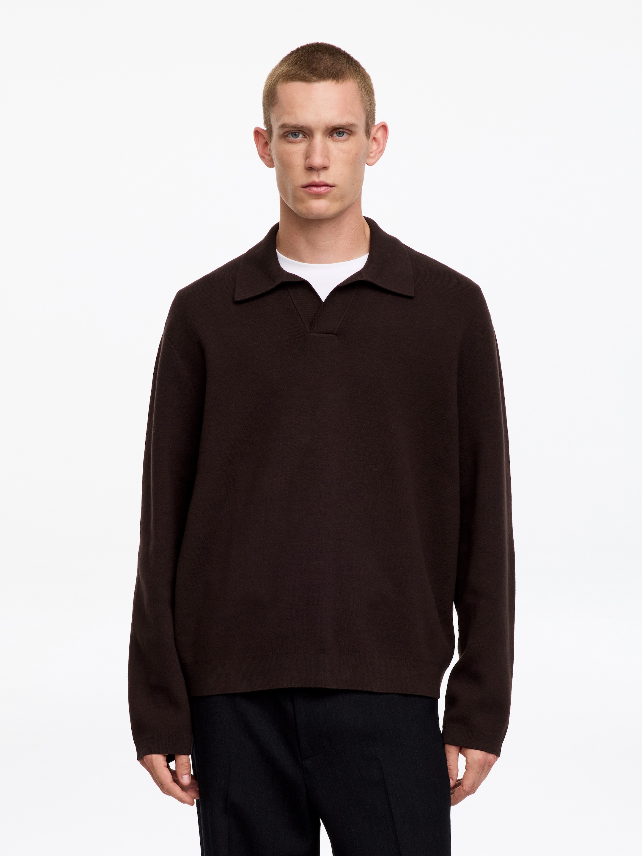 Cotton Silk Blend Polo Shirt - Brown - Relaxed fit - men - StillMedia/Lookbook - 7