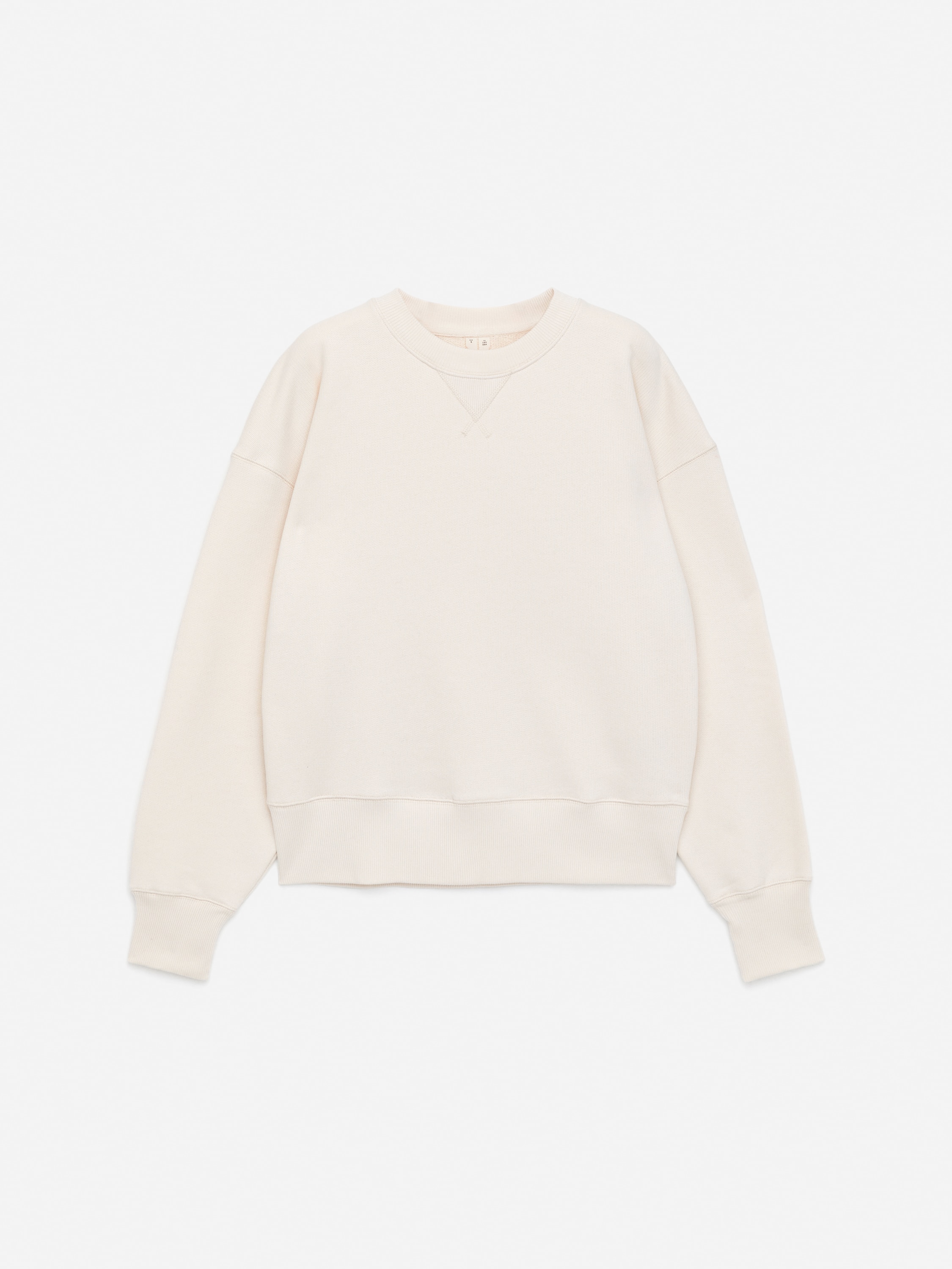 Lockeres Sweatshirt aus Frottee - Cremeweiß/Dunkelrot