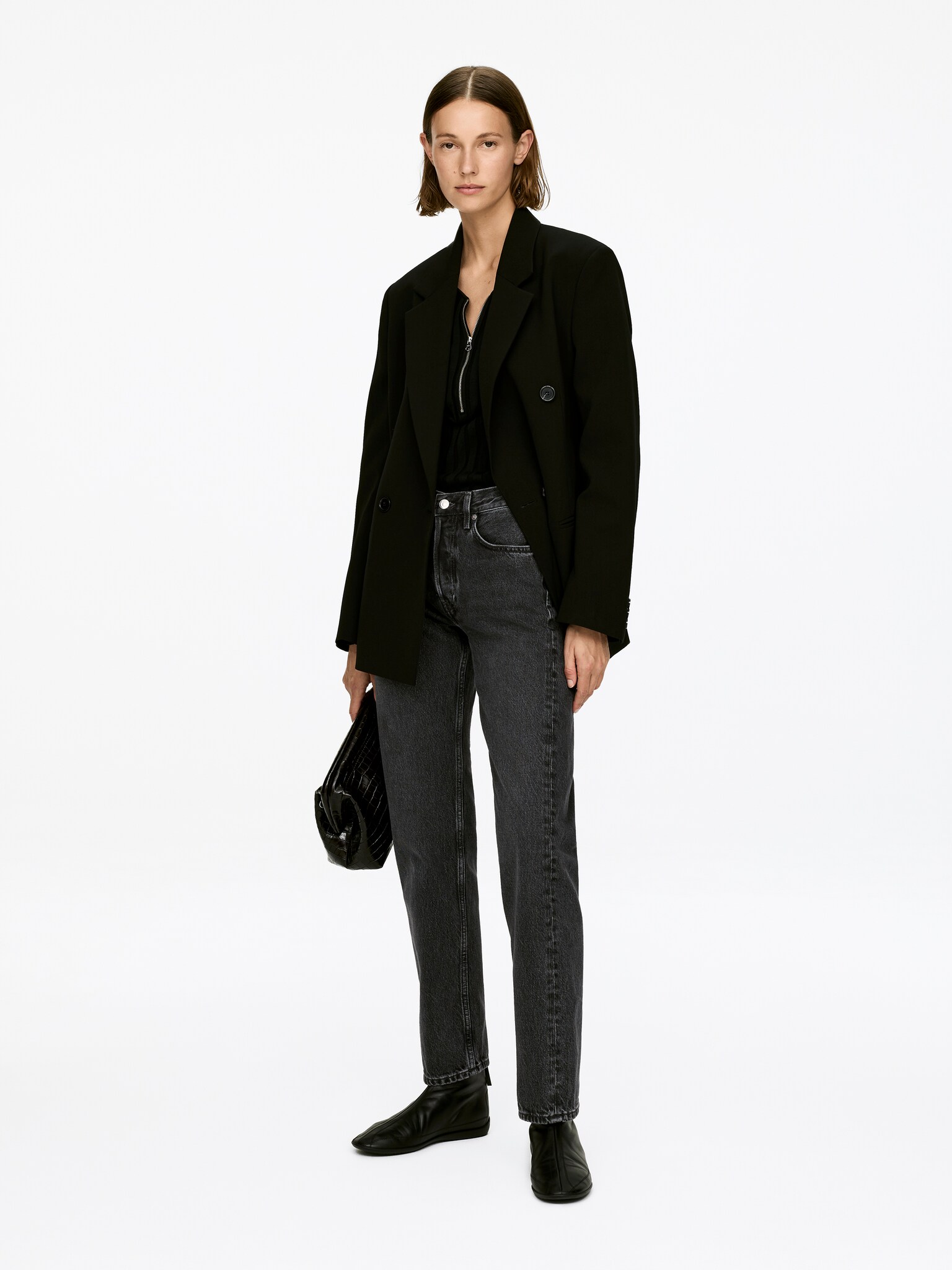 SNOW rette jeans - Svart/Dusty blå/Hvit - 4