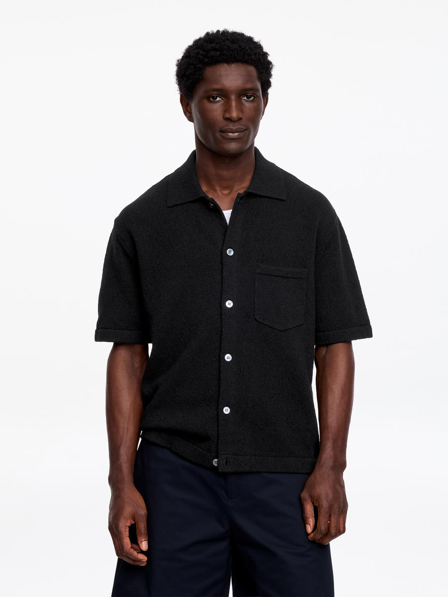 ARKET Men's  Bouclé Polo Shirt Black,  size S