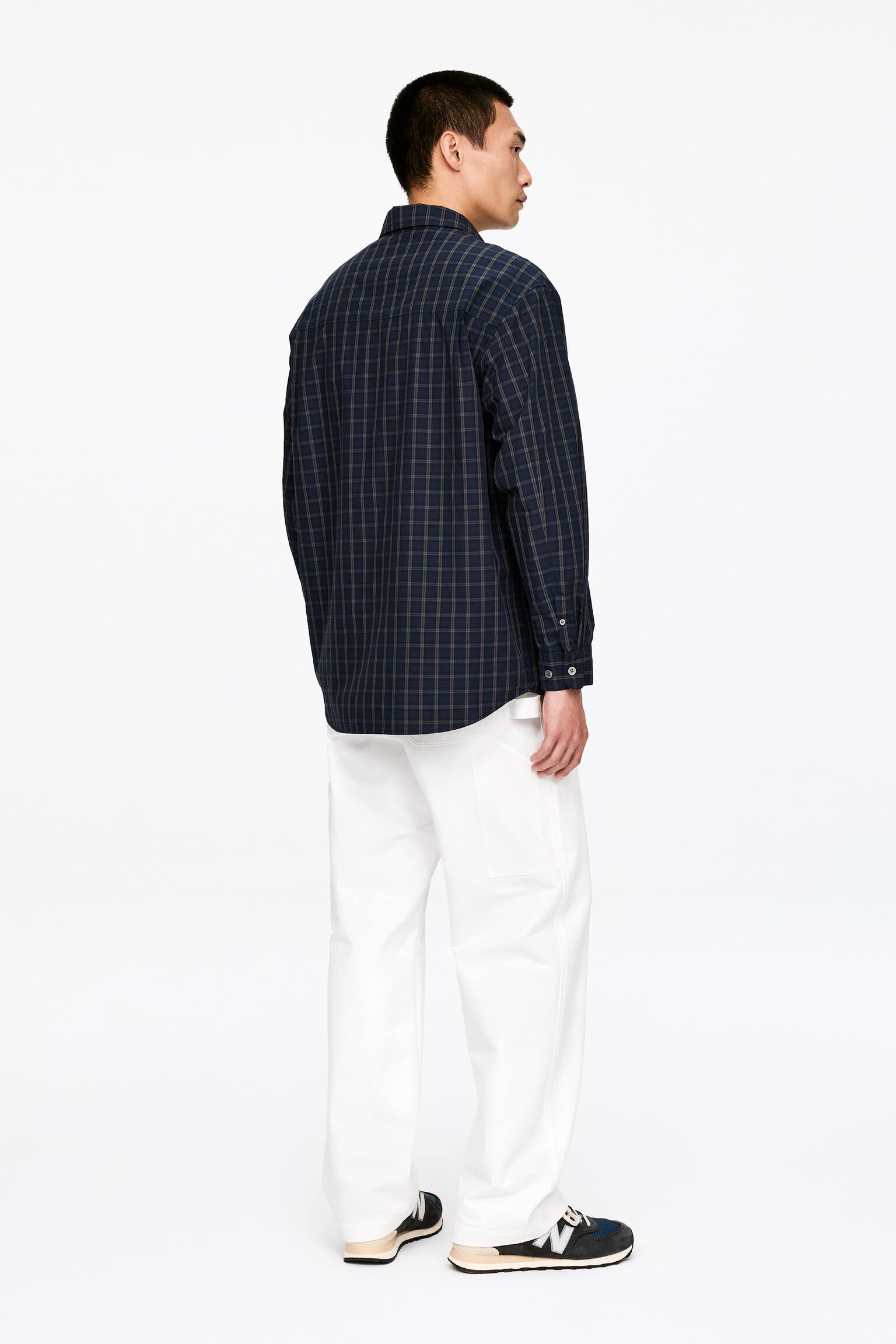 Camicia in popeline dalla vestibilità oversize - Blu/A quadri - 5