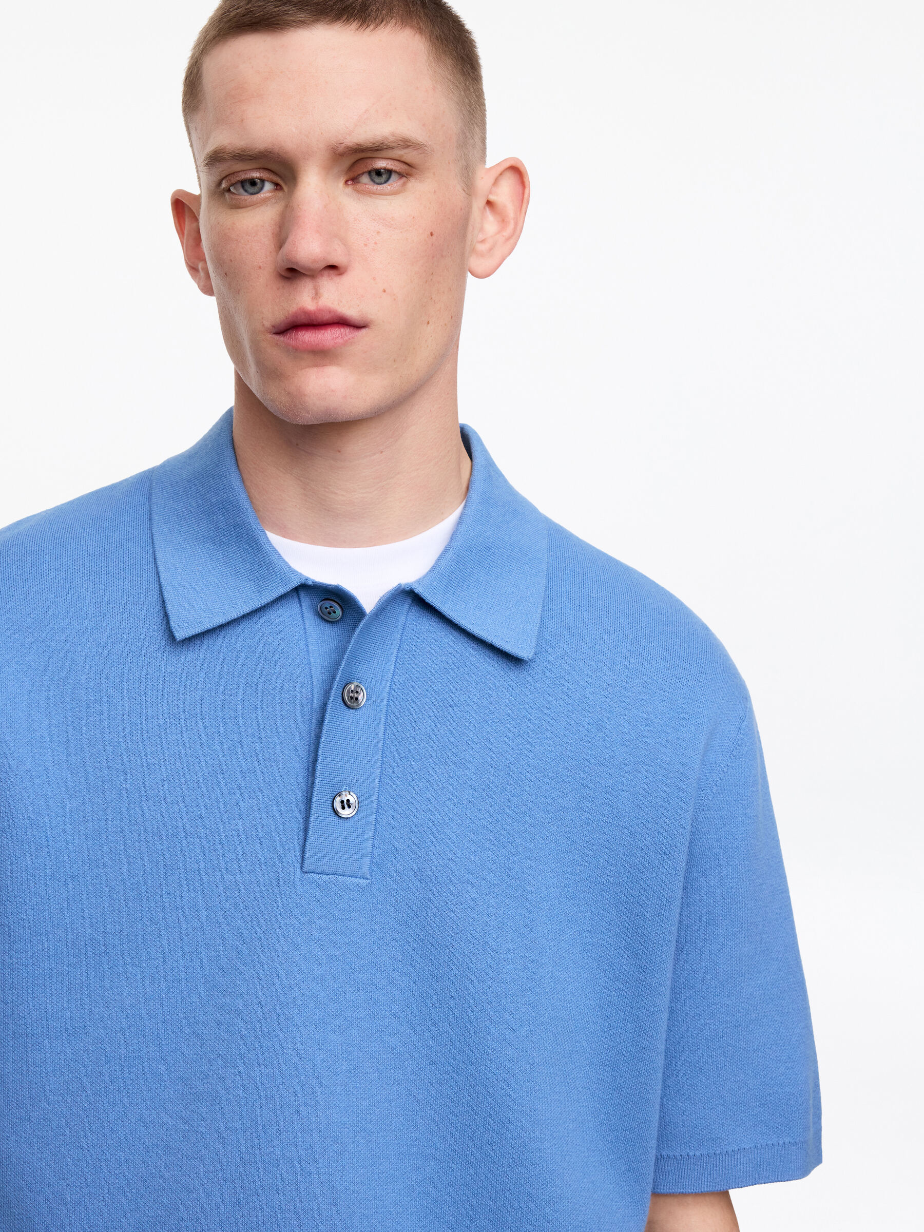 Polo en maille fine - Bleu moyen - Relaxed fit - Homme - StillMedia/Lookbook - 4