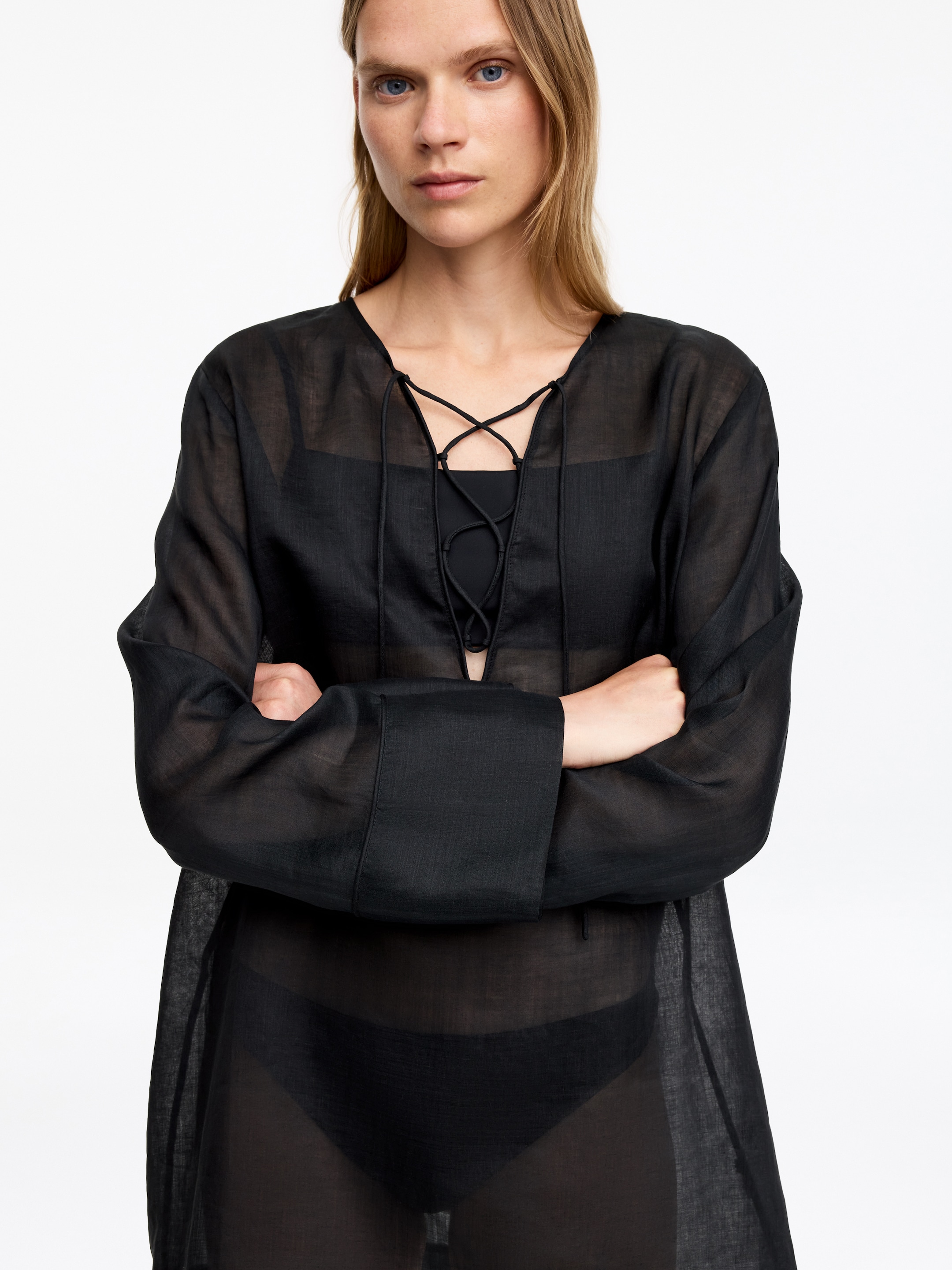 Strandkleid aus Ramie - Schwarz - Relaxed Fit - Women - StillMedia/Lookbook - 4
