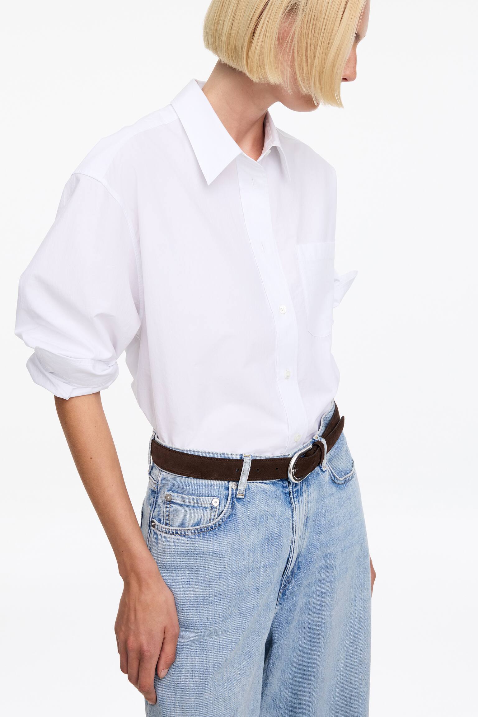 Ceinture en croûte de cuir suédé - Marron - 1