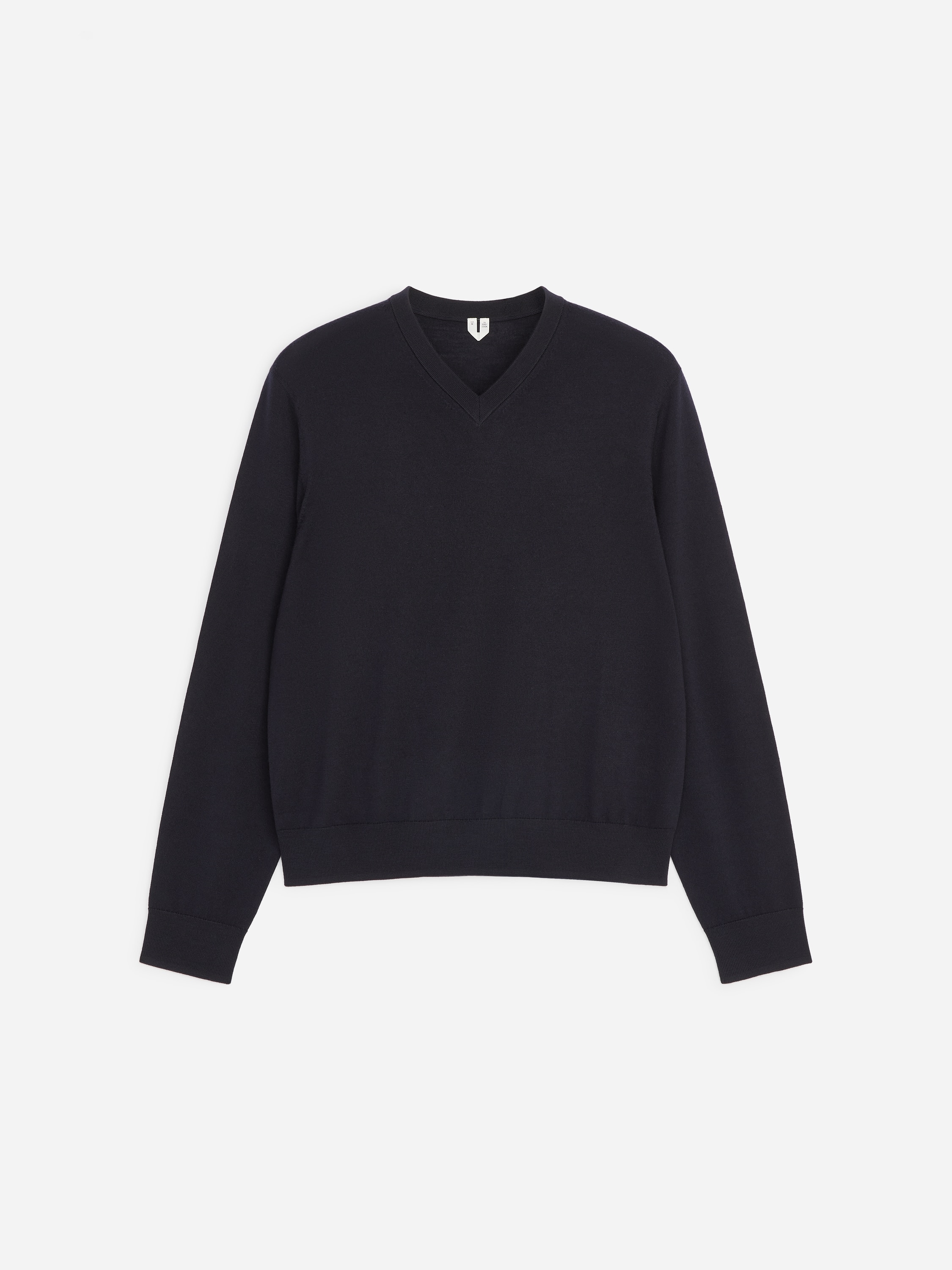 Camisola de lã merino com decote em V - Azul/Bege/Verde escuro