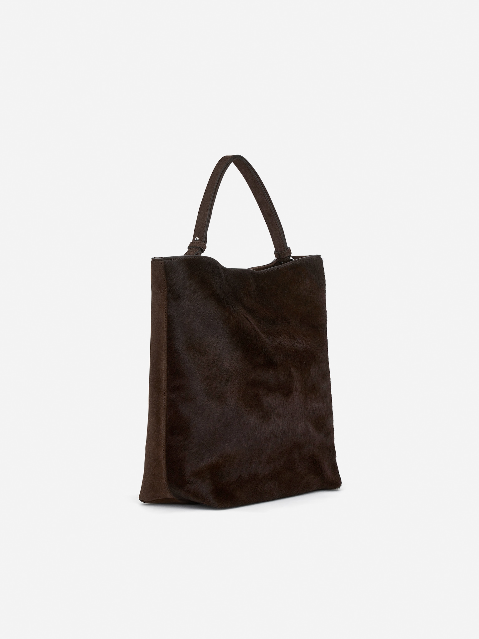 Sac fourre-tout en cuir et daim - Marron - 4