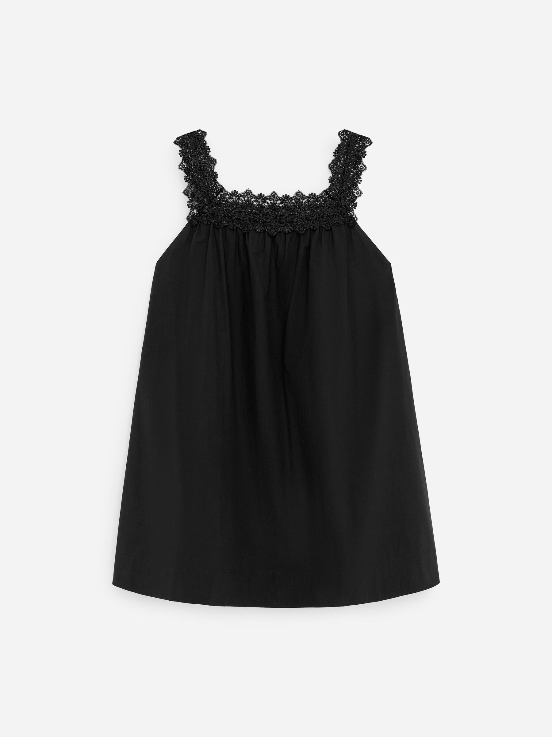 Lace-Trim Cotton Dress - Black - Loose fit - Women - StillMedia/DescriptiveStillLife - 1