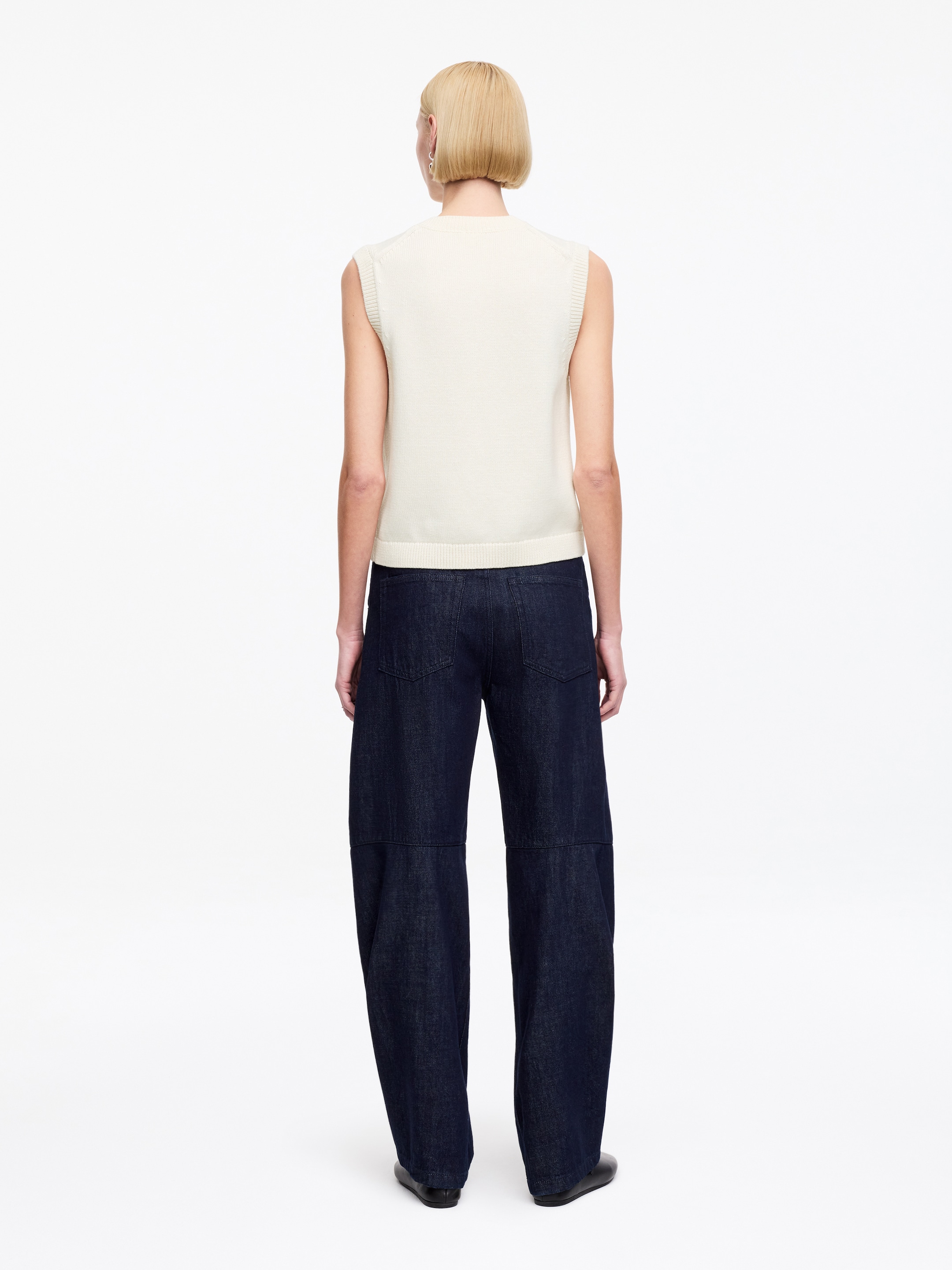 Knitted Cotton Vest - White - Regular fit - Women - StillMedia/Lookbook - 11