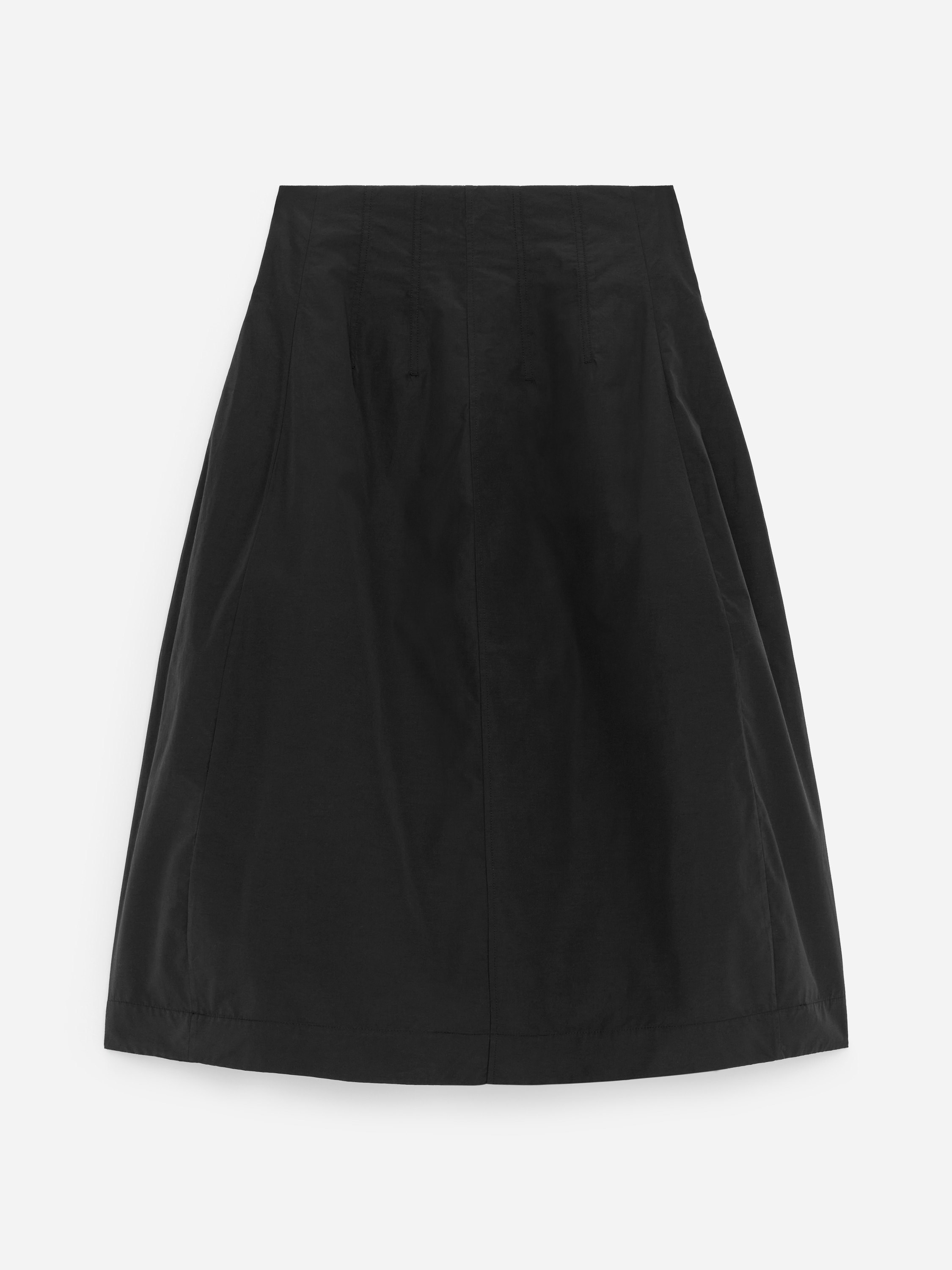 Falda midi de talle alto - Negro