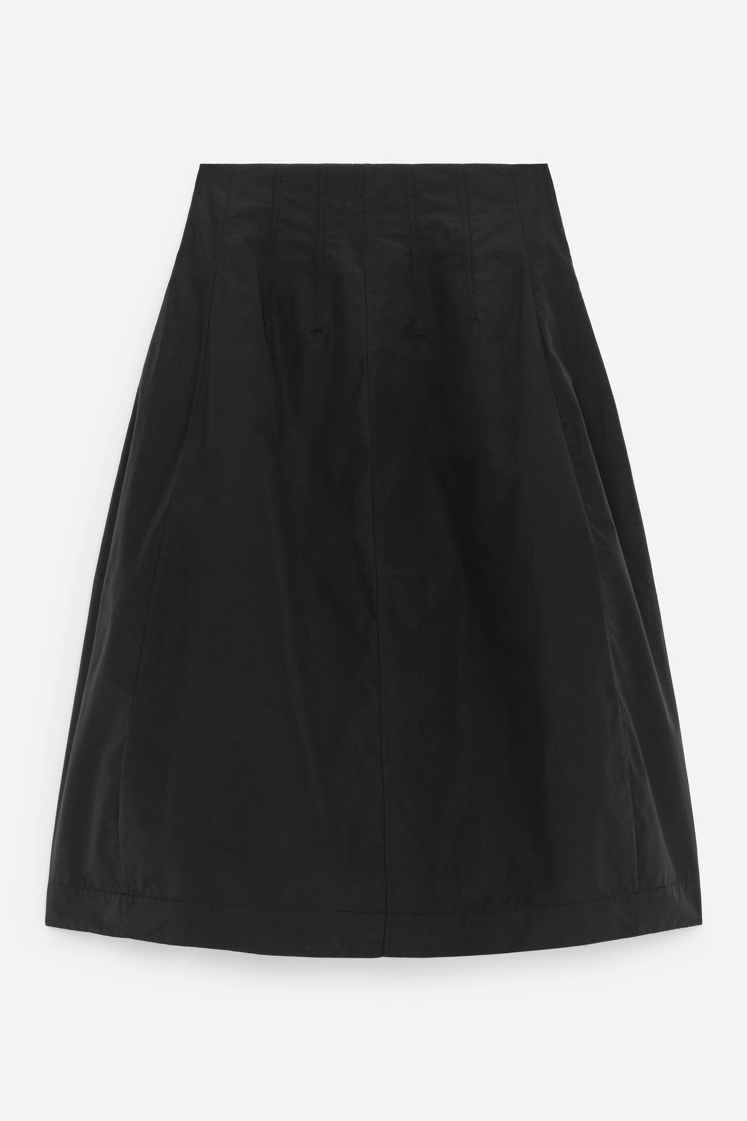 Midi sukně s pasem - Černá - 2