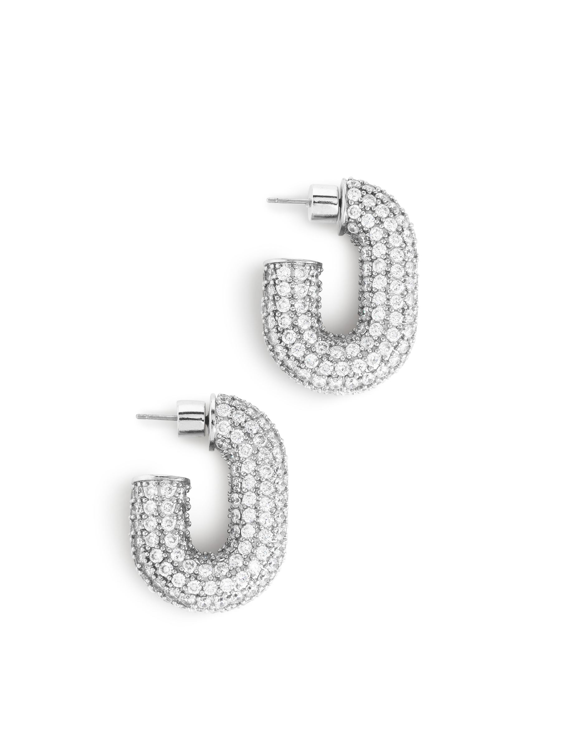 Klobige, ovale Hoops mit Strasssteinen, 31 mm - Silber - Damen - StillMedia/DescriptiveStillLife - 2