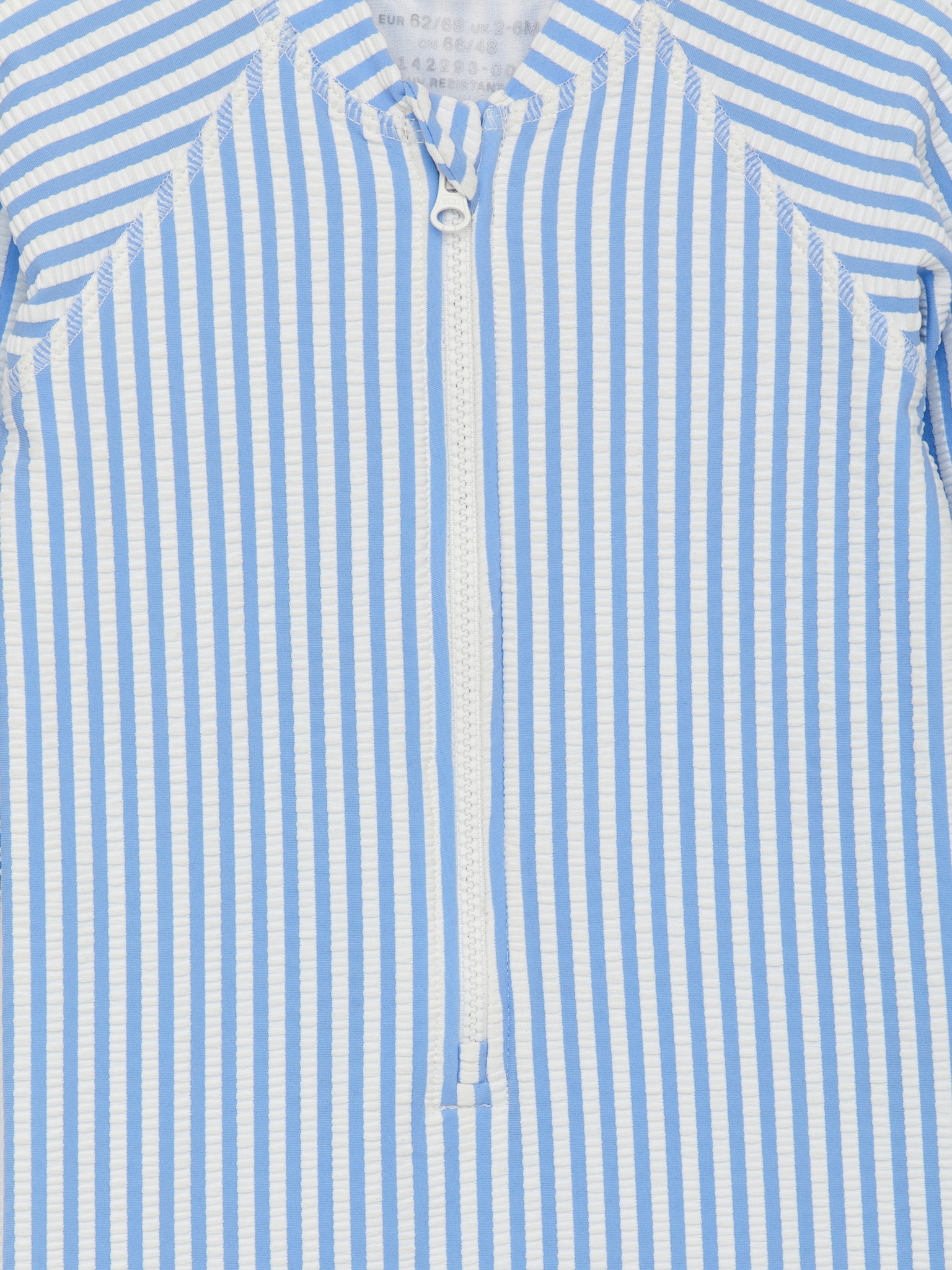 Combinaison de natation longue en seersucker UV - Bleu clair/Blanc - 2
