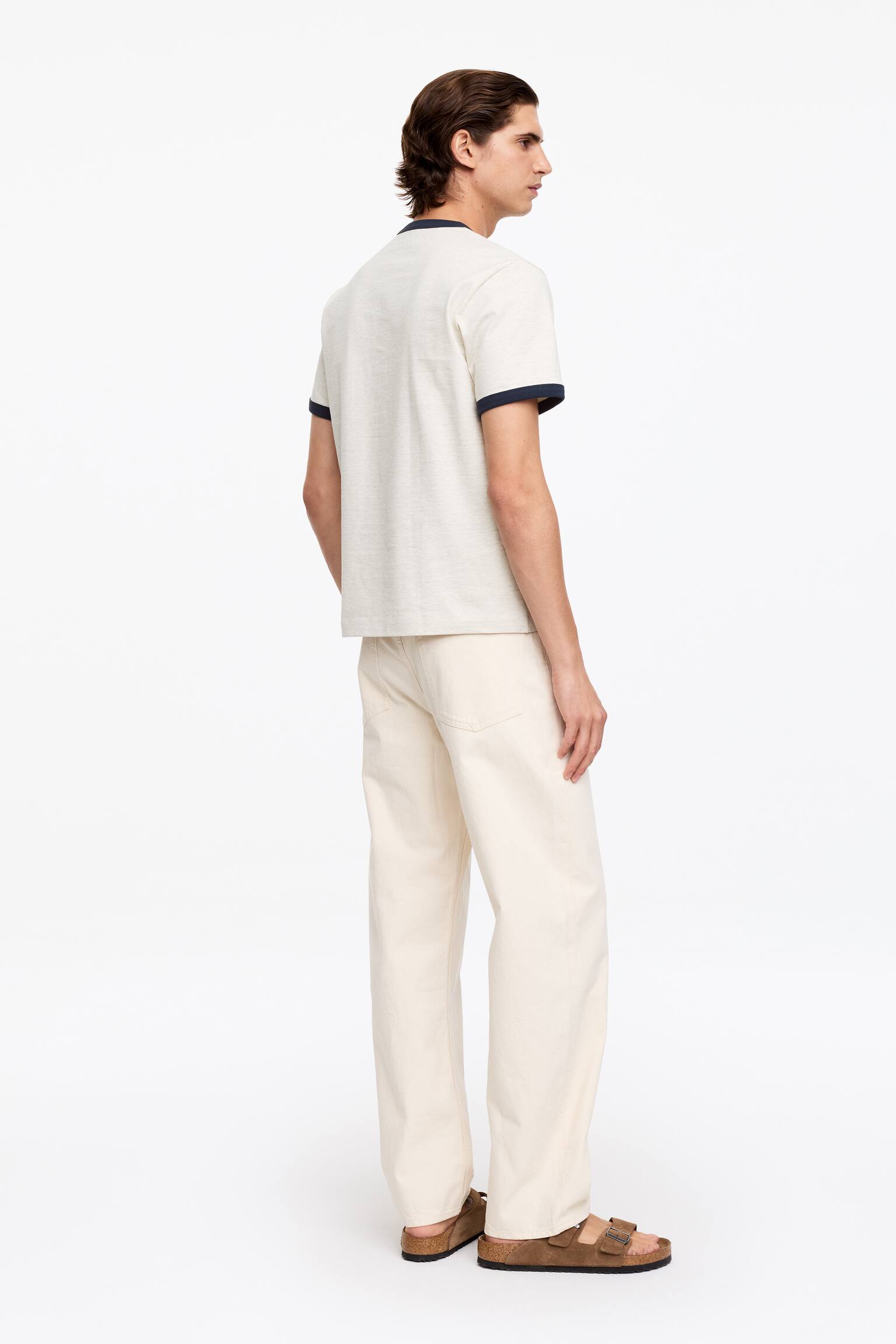 Fitted T-Shirt-Oat Melange/Black - 5