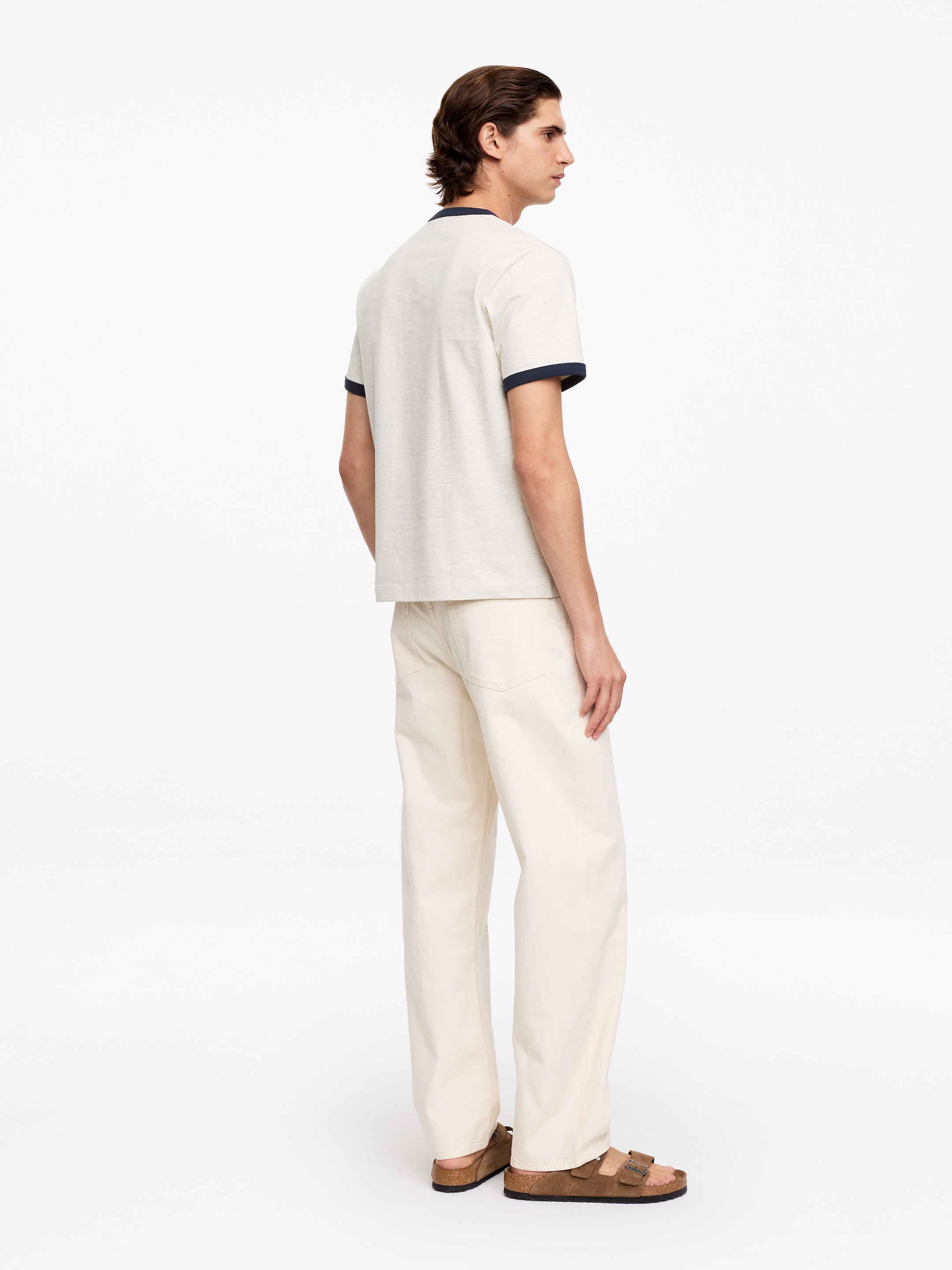 Fitted T-Shirt - Oat Melange/Black - Regular fit - Men - StillMedia/Lookbook - 3
