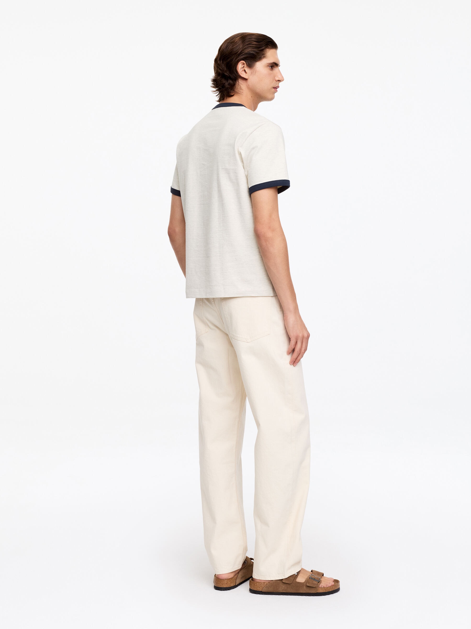 Fitted T-Shirt - Oat Melange/Black - Regular fit - Men - StillMedia/Lookbook - 3