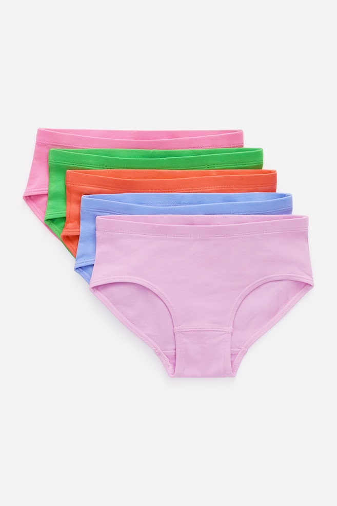 Juego de 5 braguitas de punto de algodón - Rosa/varios colores brillantes/Rojo/lila - 1