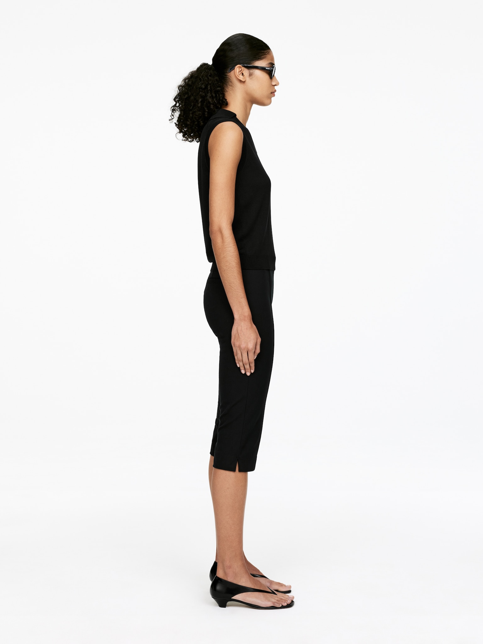 Gilet en maille avec col en V - Noir - 5