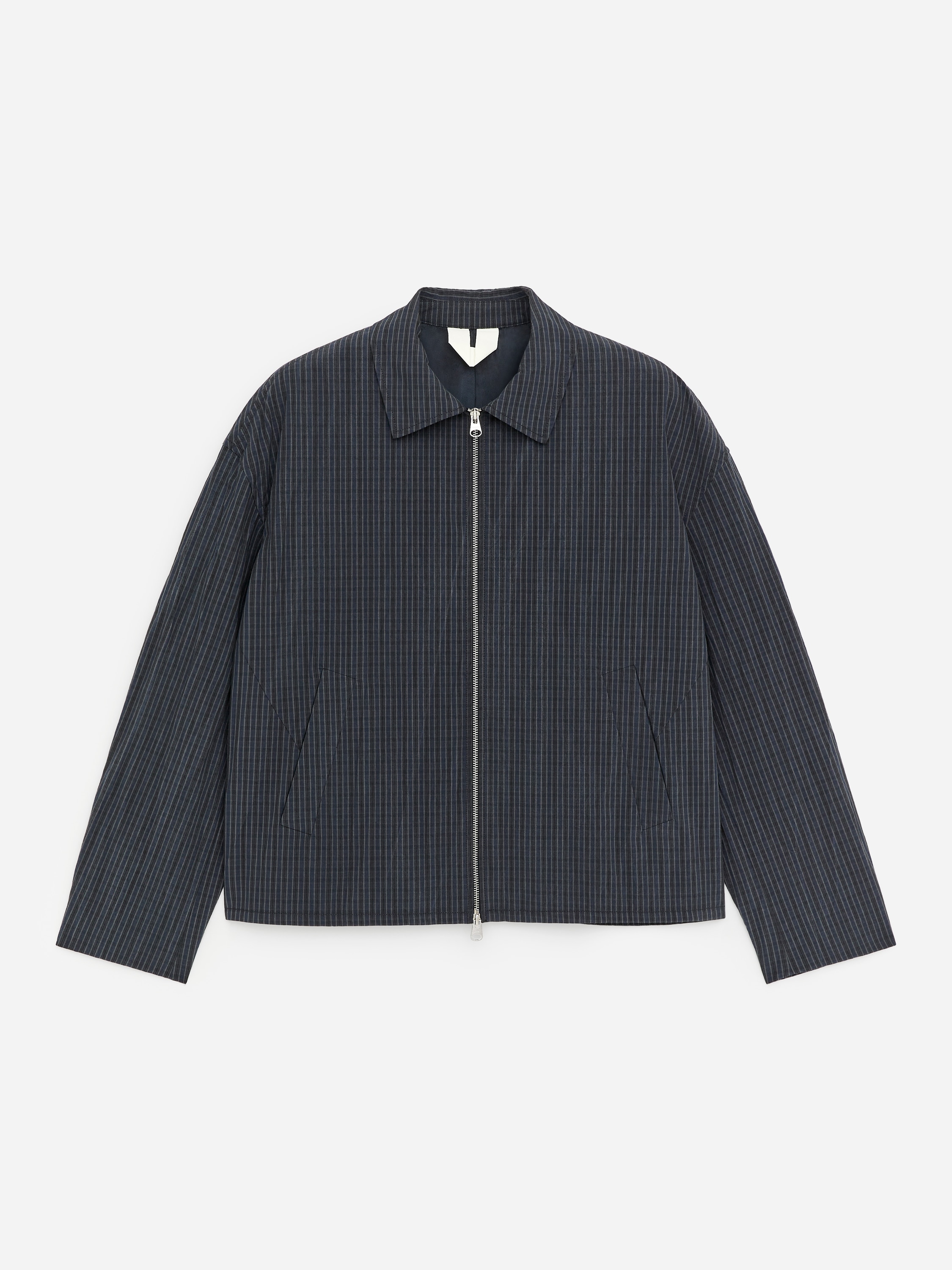 Reißverschlussjacke aus Baumwollmischung - Dunkelblau/Karos