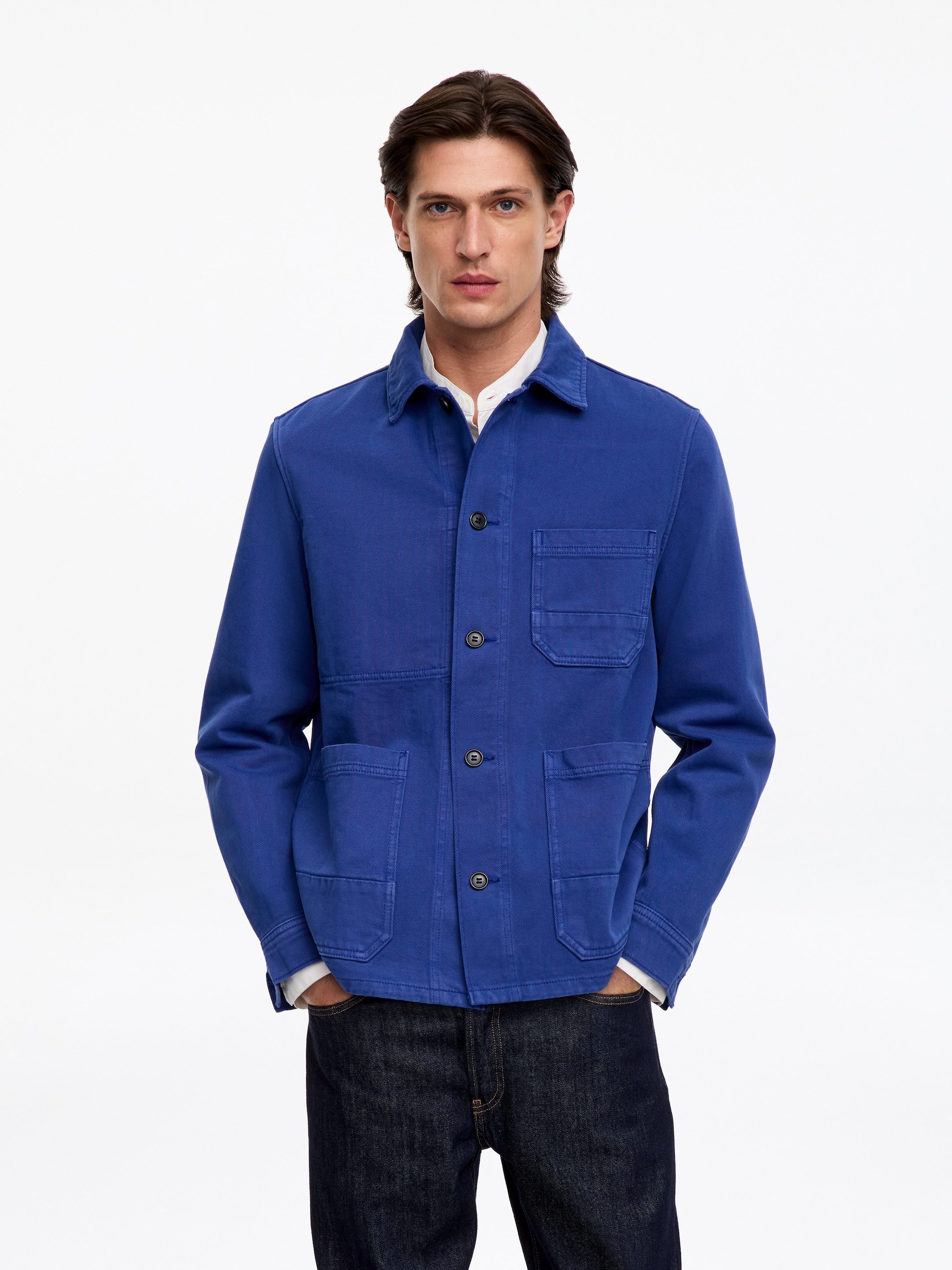 Overdyed Twill Overshirt - Bright Blue - Regular fit - Men - StillMedia/Lookbook - 7