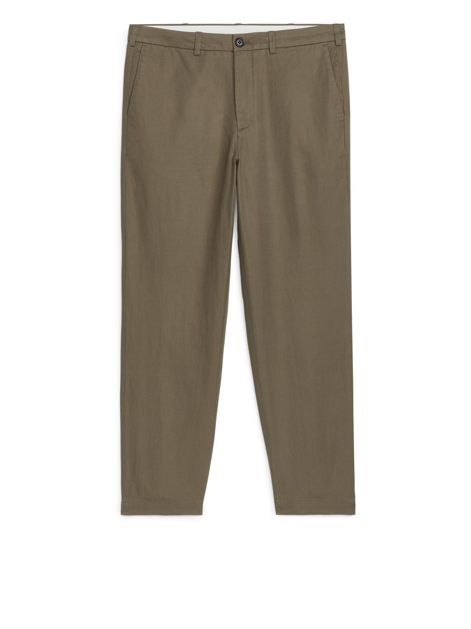 Pantalones cropped regular fit de algodón y lino - Verde caqui/Azul oscuro/Negro/Blanco roto