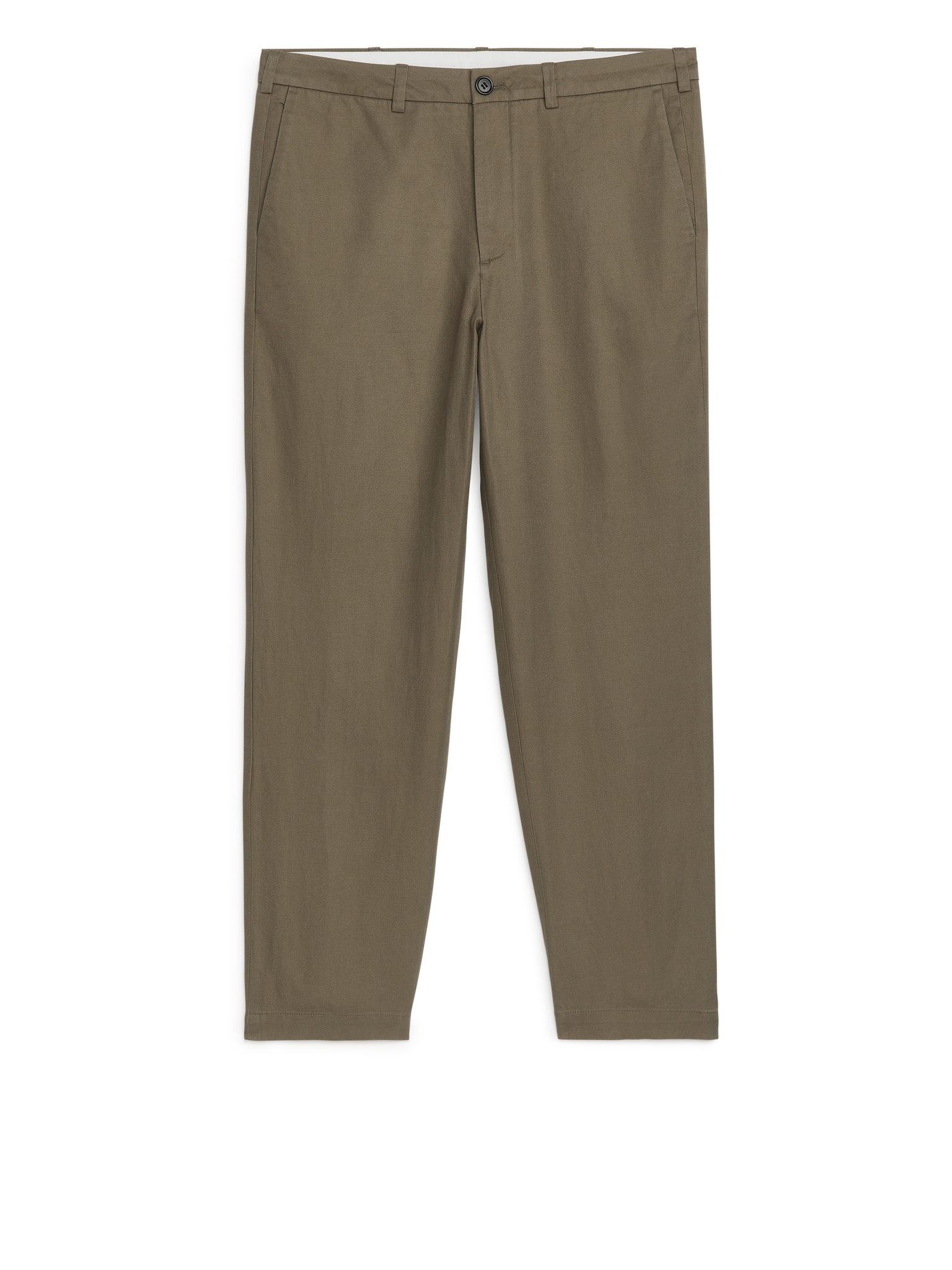 Regular cropped παντελόνι από βαμβάκι-λινό - Khaki Green/Μαύρο/Σκούρο Μπλε/Εκρού